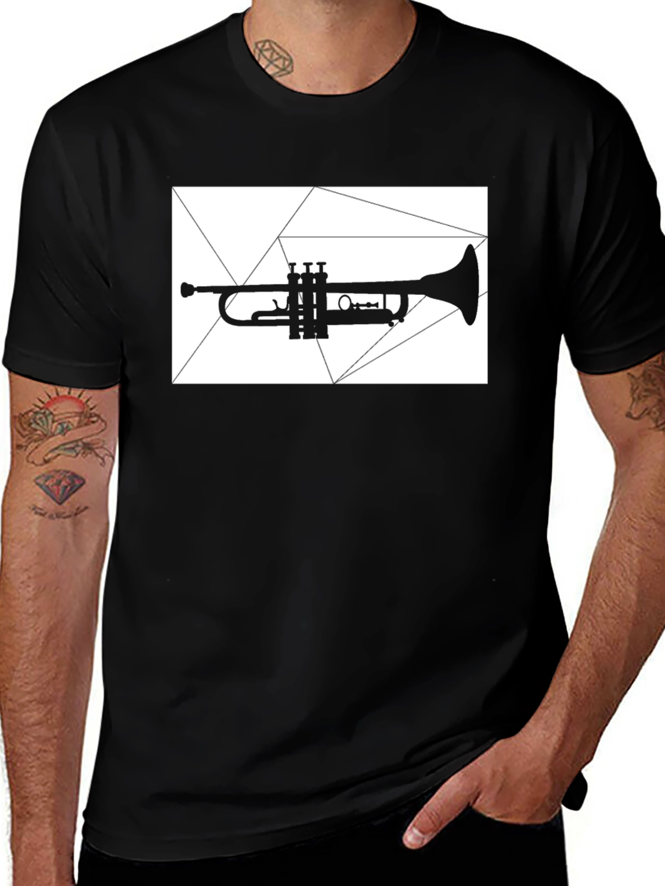 Variant 6 of Trumpet Graphic Tee - Cool Black Shirt