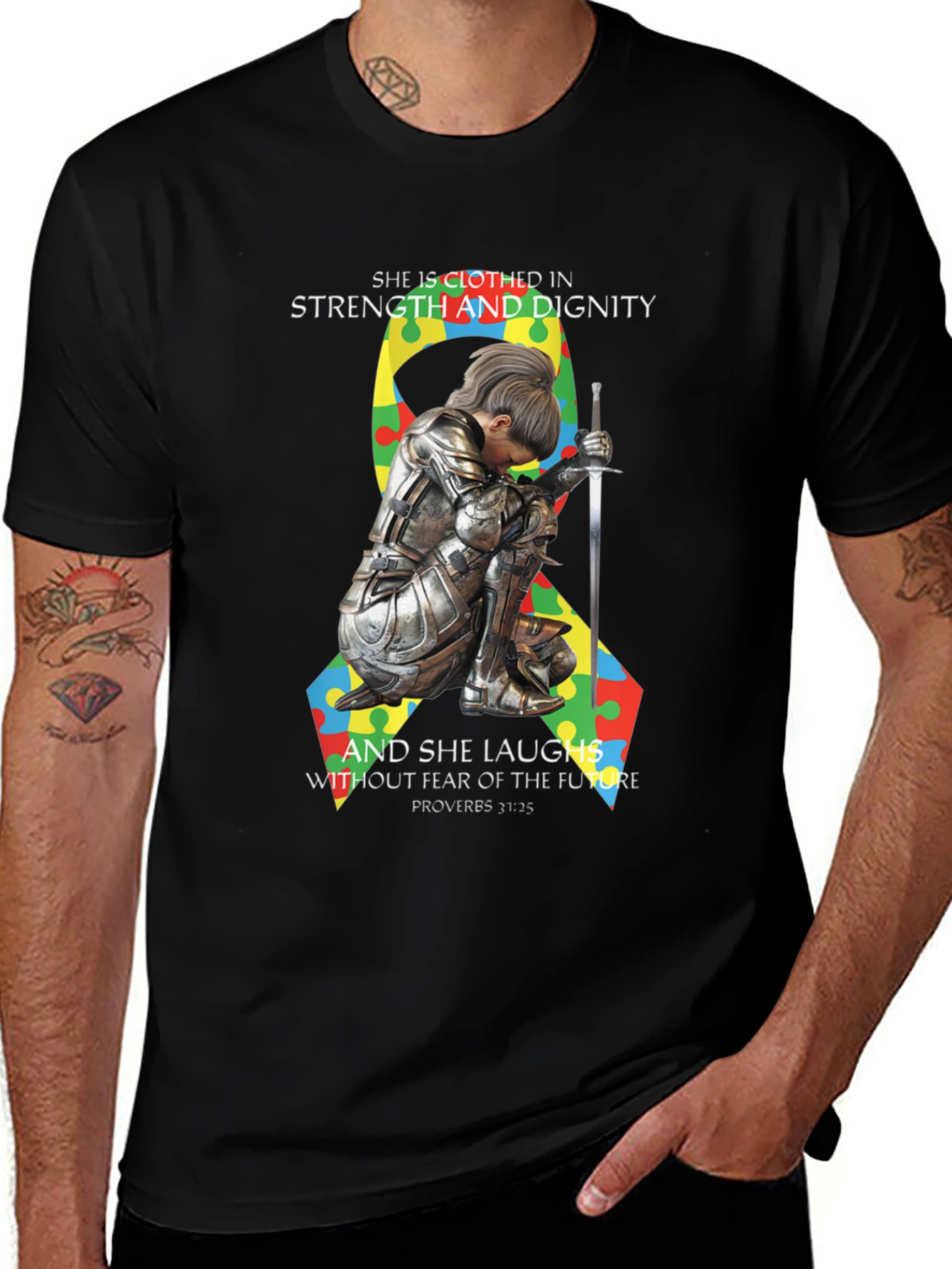 Strength & Dignity T-Shirt - Autism Awareness Knight