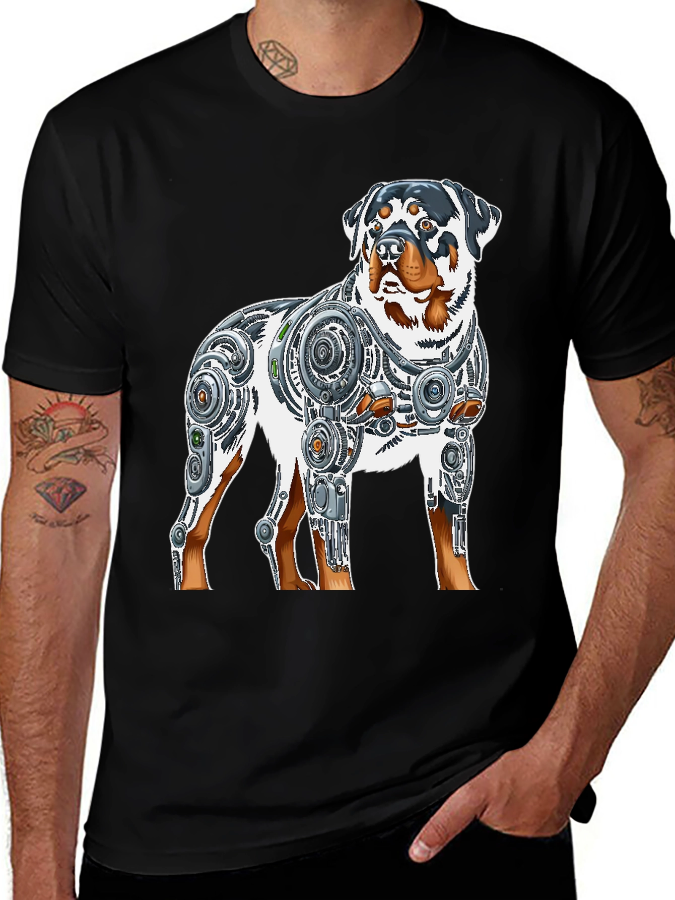 Variant 22 of Rottweiler Robot Dog Graphic T-Shirt