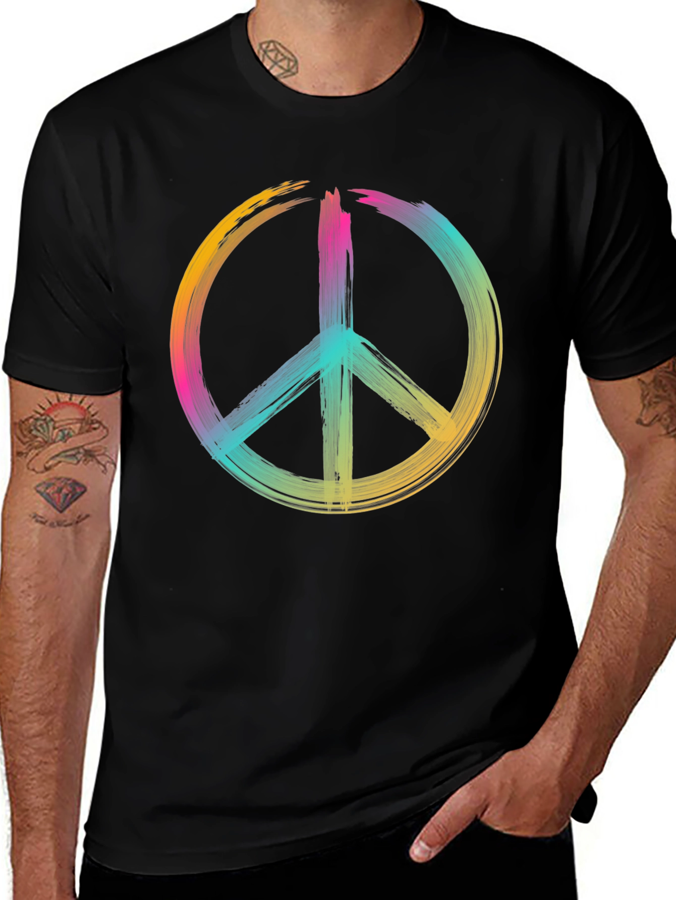 Variant 27 of Peace Sign Graphic Tee - Brushstroke Design