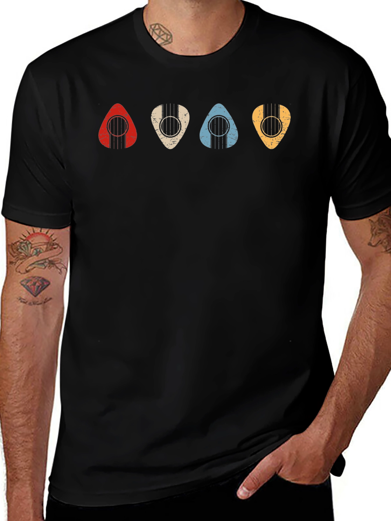 Variant 10 of Guitar Pick Graphic T-Shirt - Vintage Style
