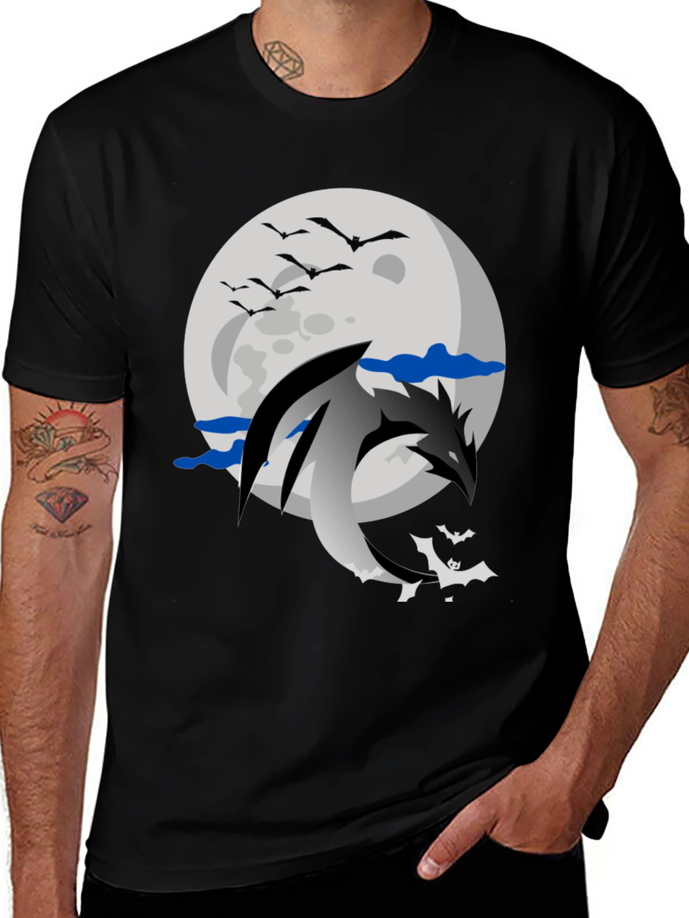 Variant 21 of Dragon Moon Graphic Tee - Black