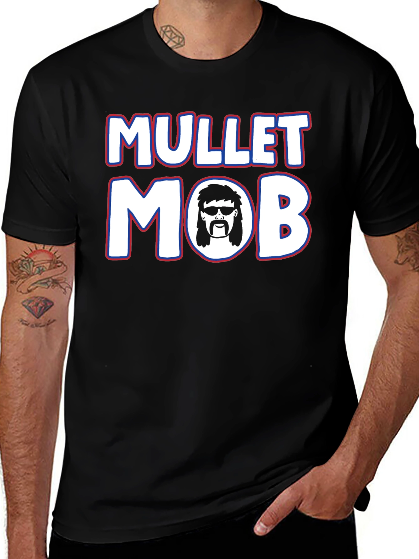 Variant 24 of Mullet Mob Graphic T-Shirt - Cool Retro Style