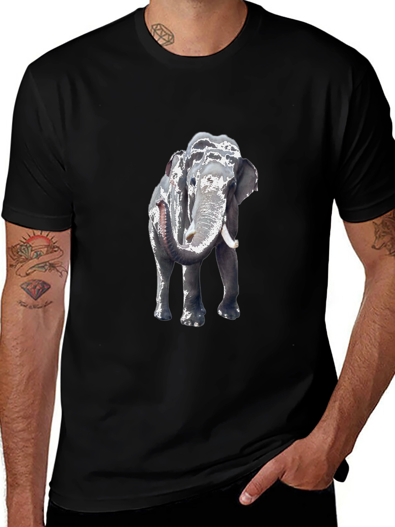 Variant 14 of Elephant Graphic Tee - Classic Black Cotton
