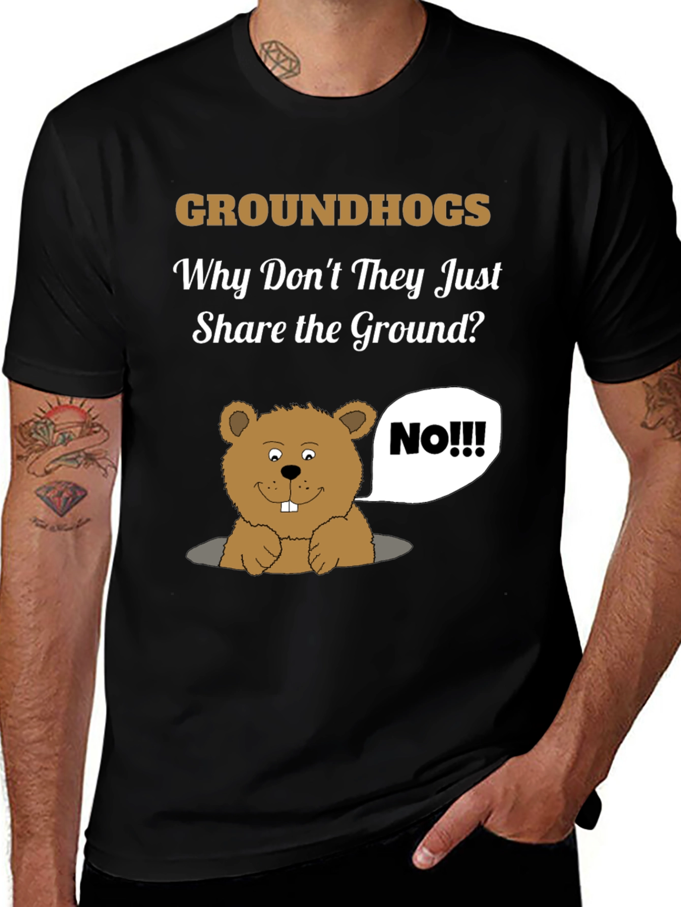 Variant 21 of Groundhog Day Humor T-Shirt - Share the Ground?
