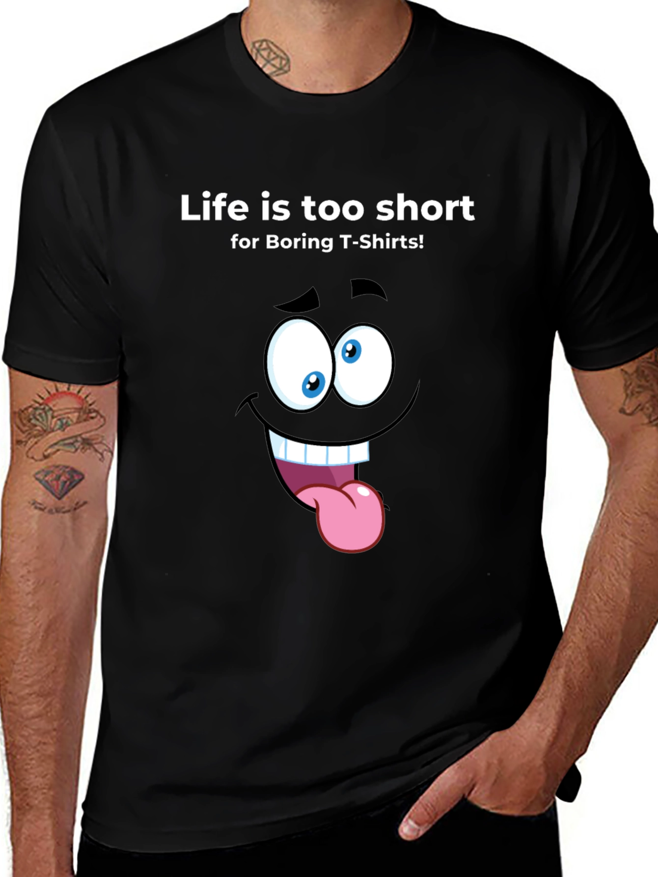 Funny Cartoon Face T-Shirt: Life is Too Short!