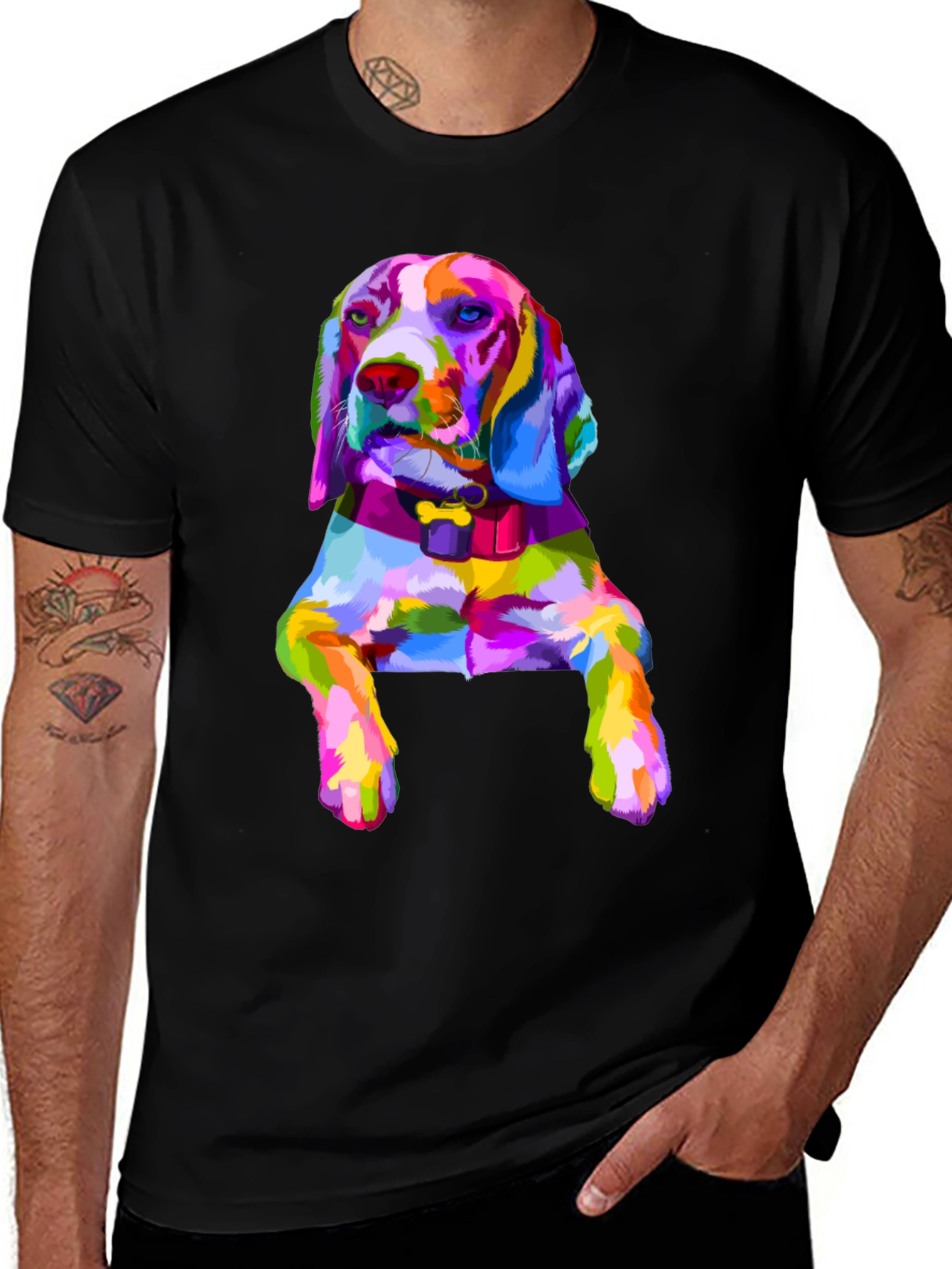 Variant 16 of Colorful Dog Graphic Black T-Shirt