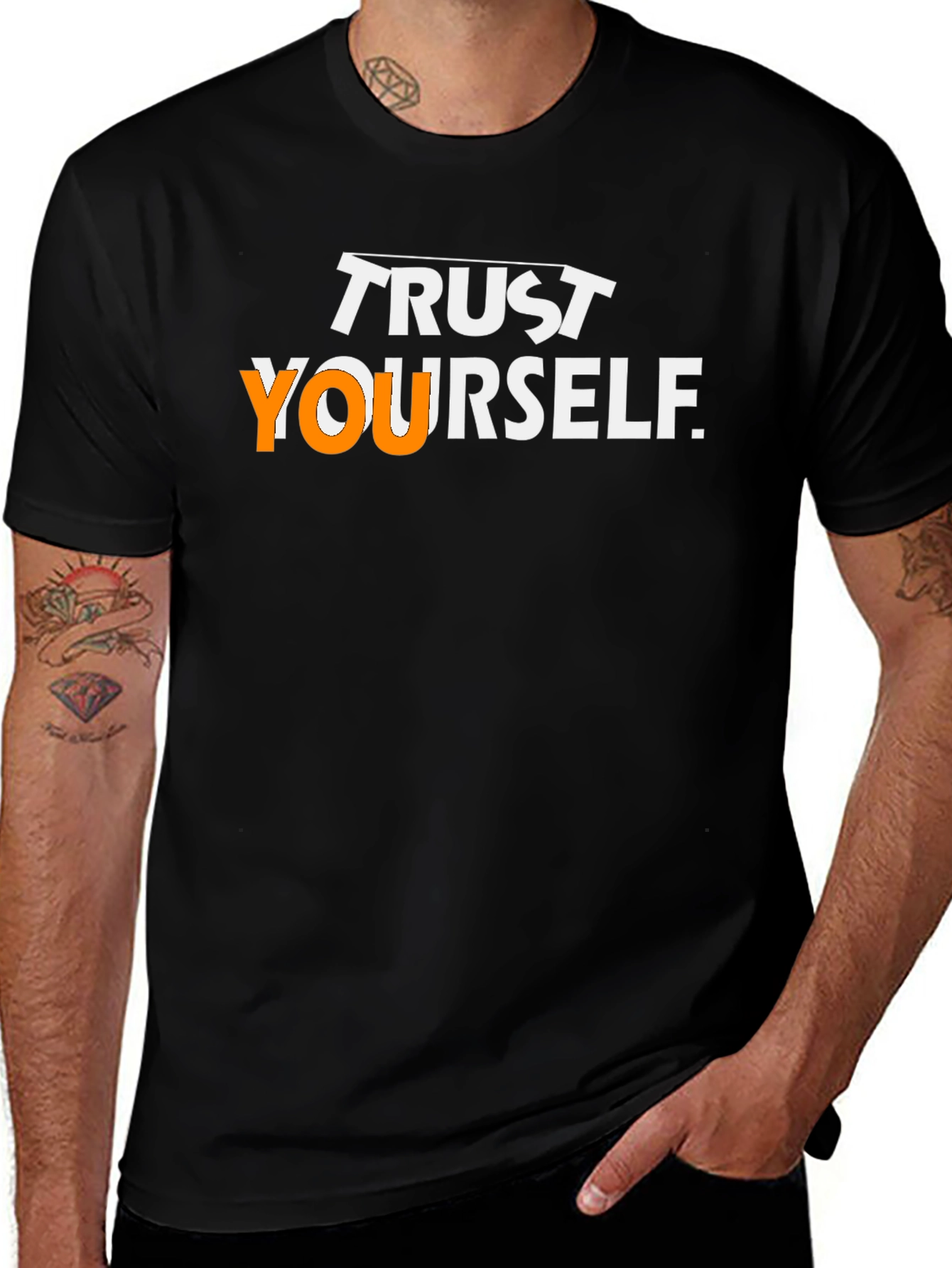 Variant 23 of Trust Yourself Graphic Tee - Black Cotton T-Shirt