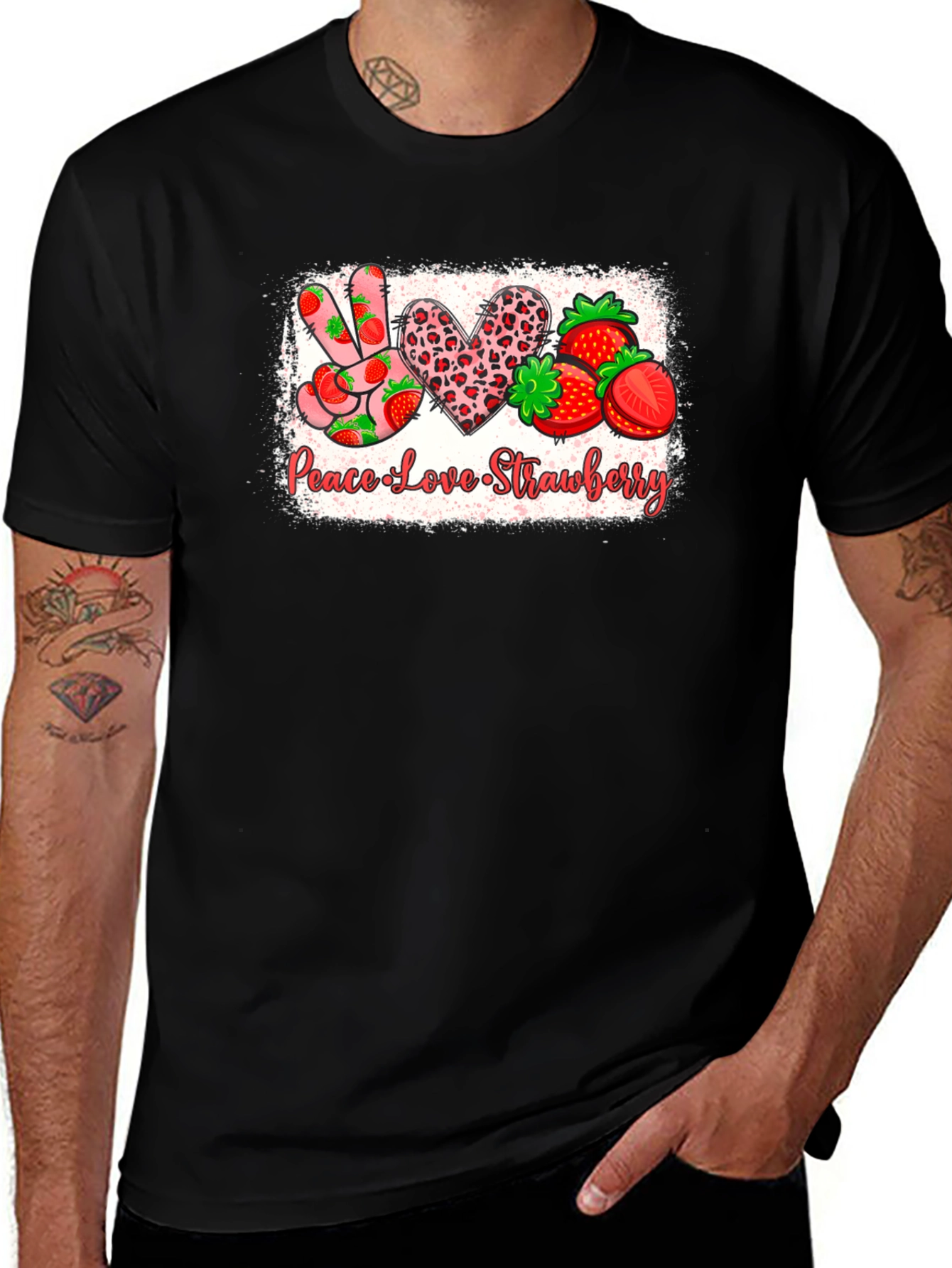 Variant 30 of Peace Love Strawberry Graphic Tee