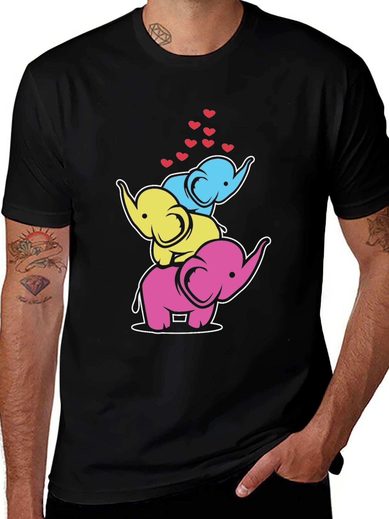 Variant 20 of Stacked Elephant Hearts Graphic Tee