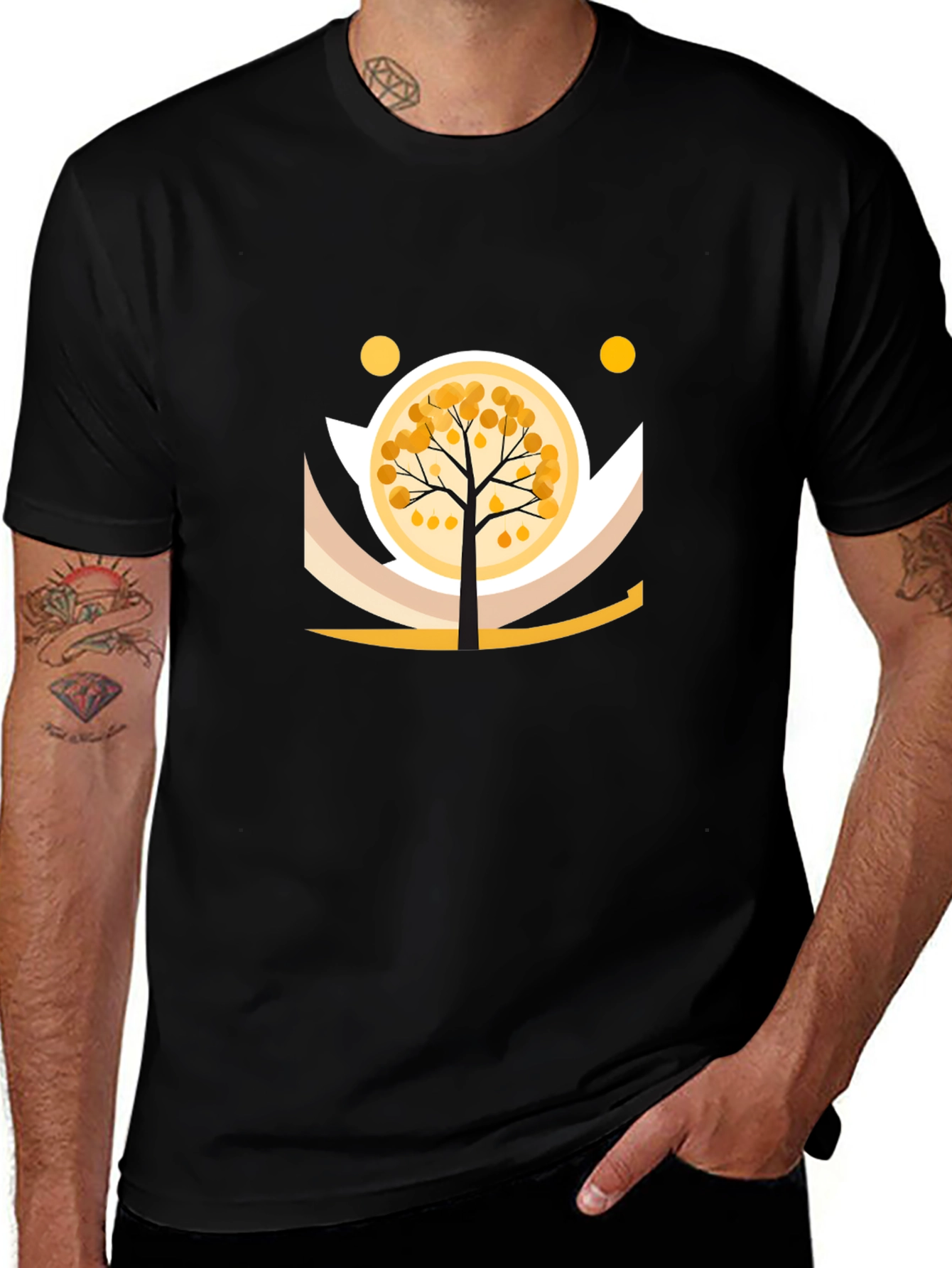 Variant 25 of Abstract Tree Graphic Tee - Black