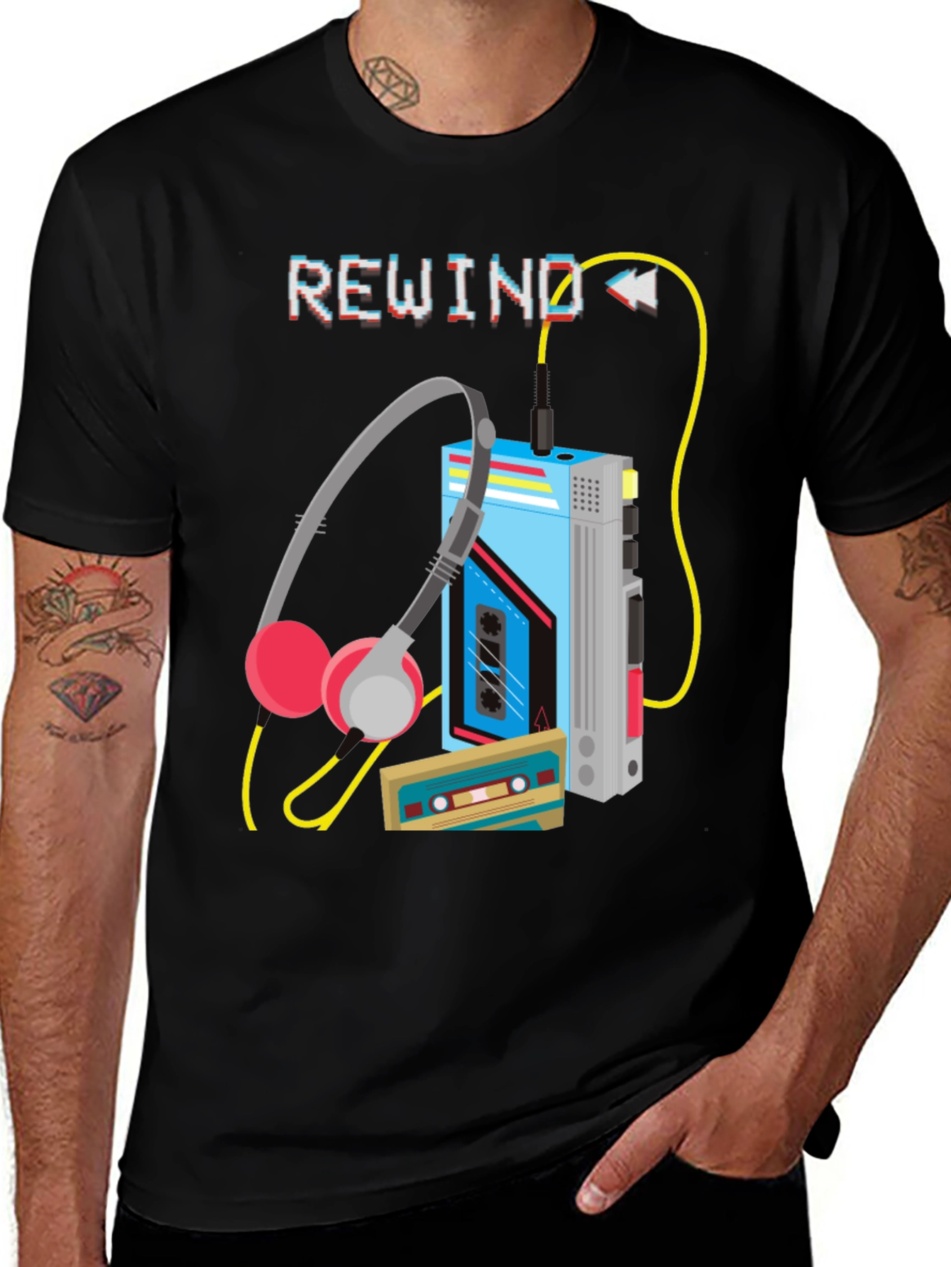 Variant 18 of Rewind Cassette Player Graphic T-Shirt