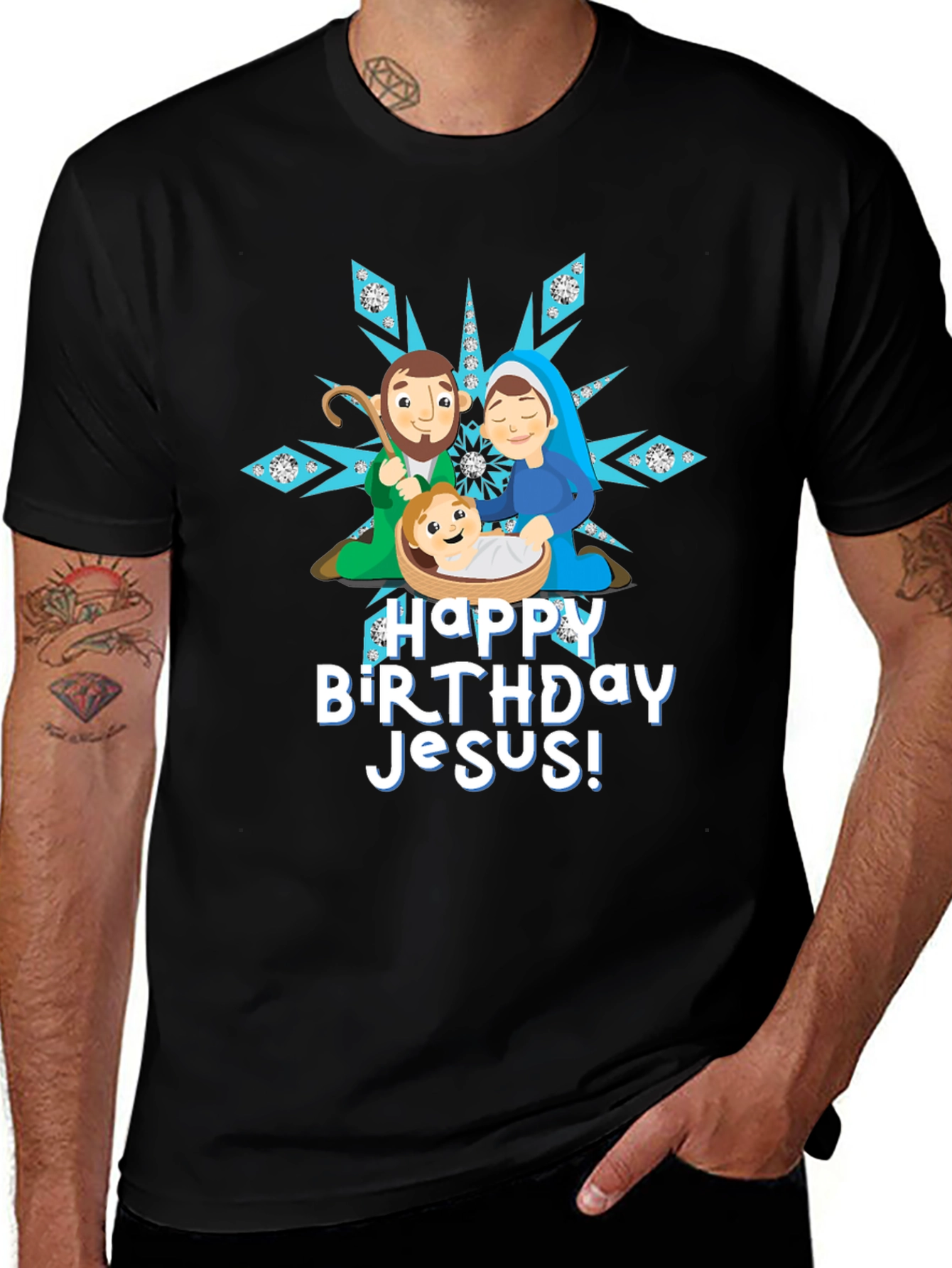 Happy Birthday Jesus Nativity Scene Christmas T-Shirt