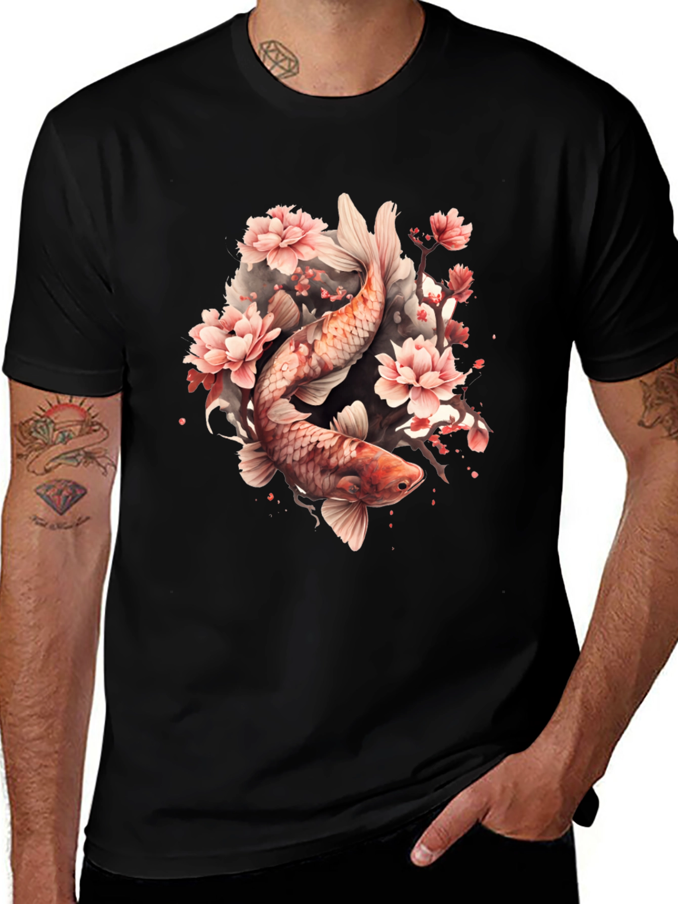 Variant 15 of Koi Fish & Cherry Blossom Graphic Tee