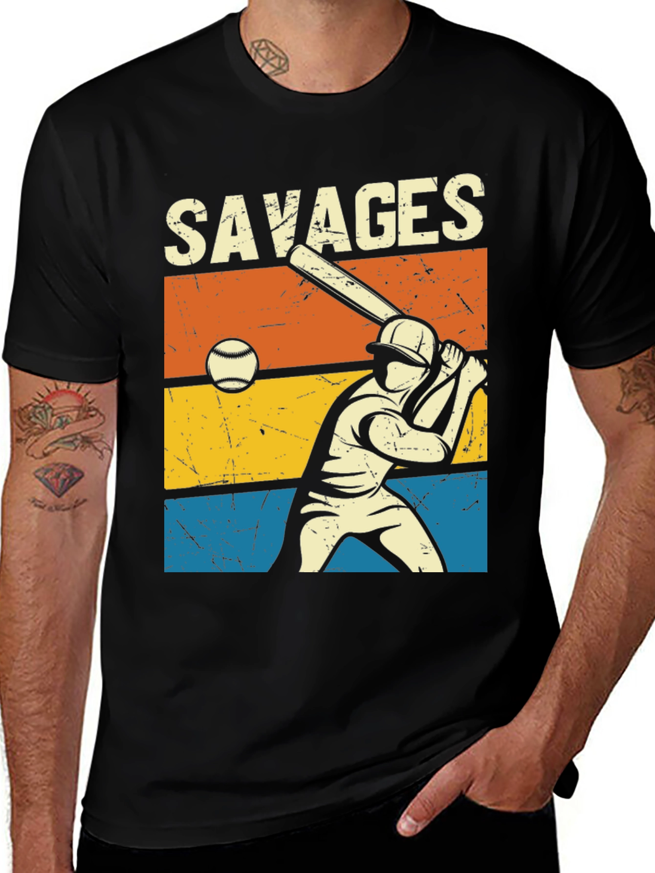 Variant 9 of Savages Baseball Graphic Tee - Retro Style