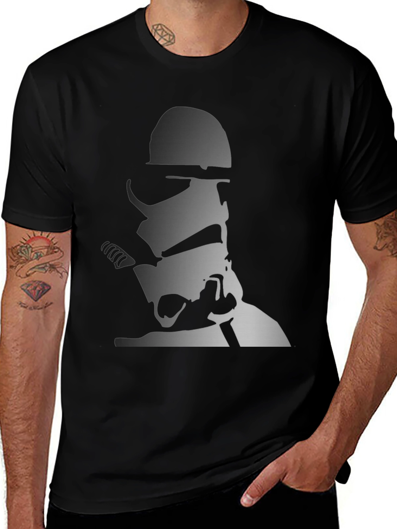 Variant 26 of Stormtrooper Graphic Print Tee - Black Cotton