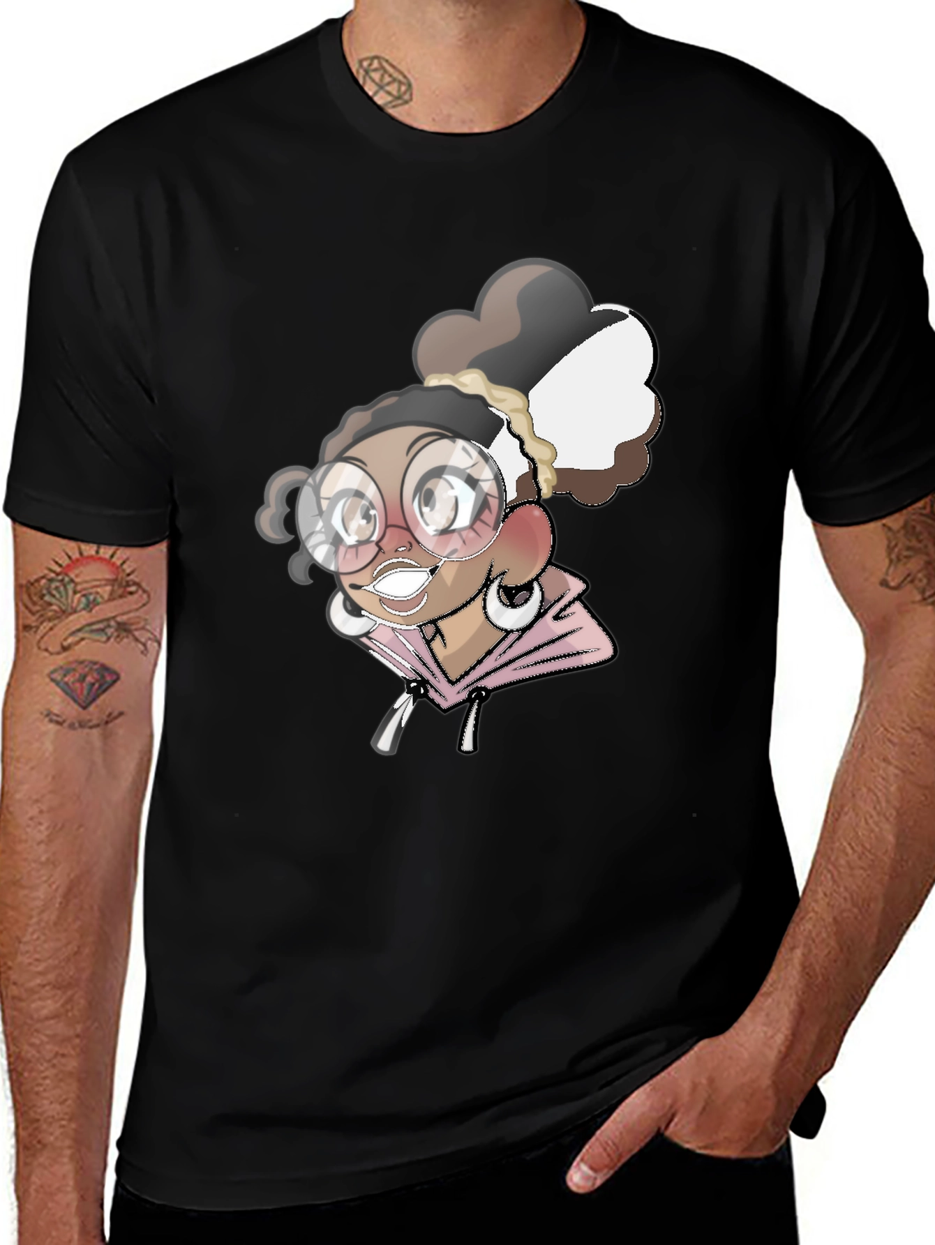 Variant 27 of Cartoon Girl Black T-Shirt