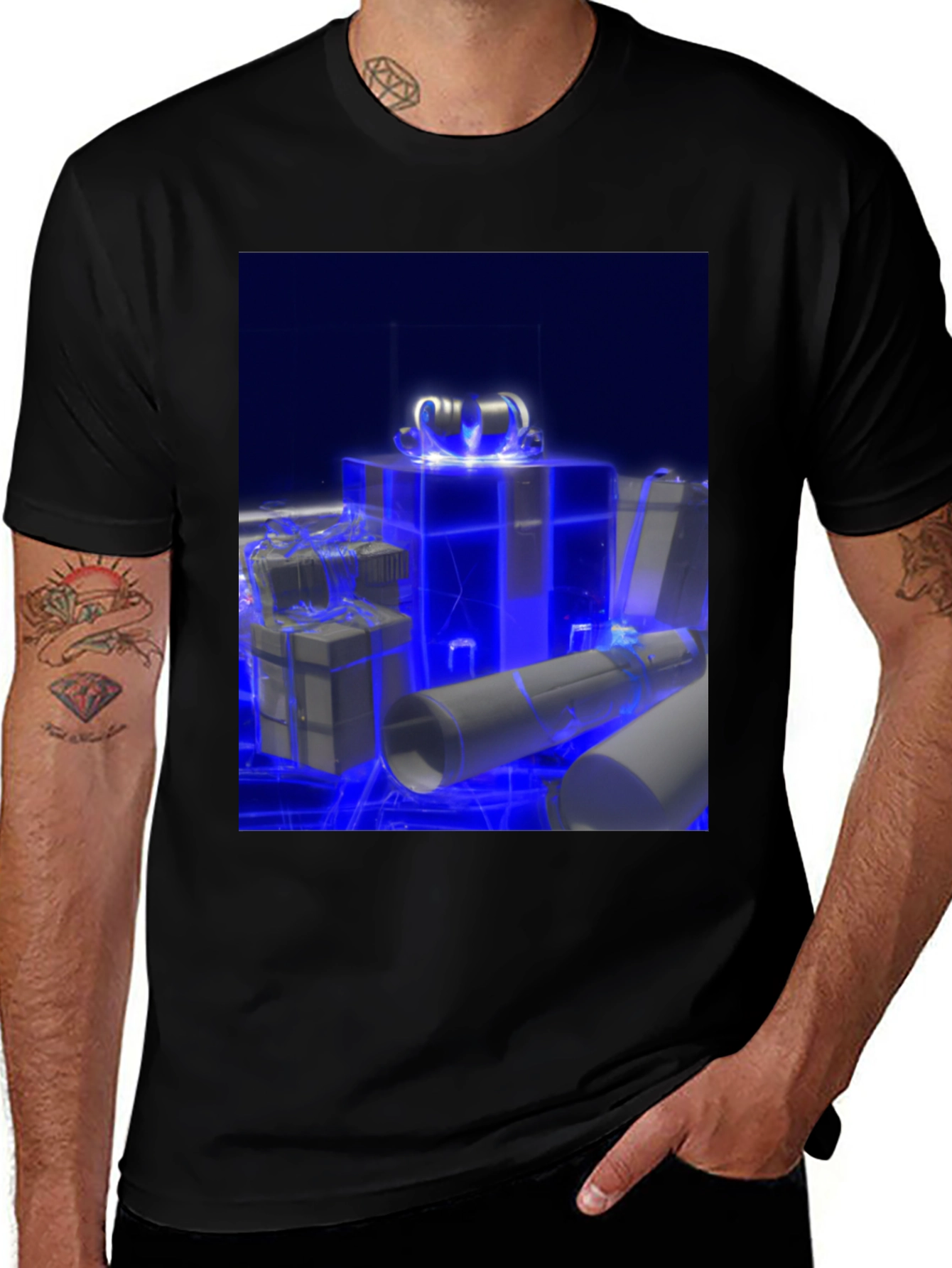 Variant 13 of Glowing Gift T-Shirt - Futuristic Holiday Style