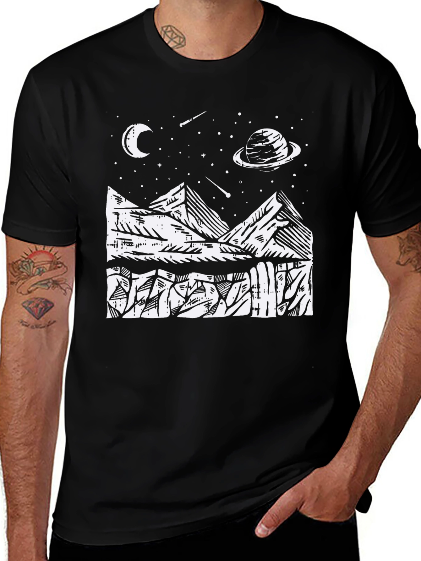 Variant 27 of Cosmic Mountain Black Graphic Tee