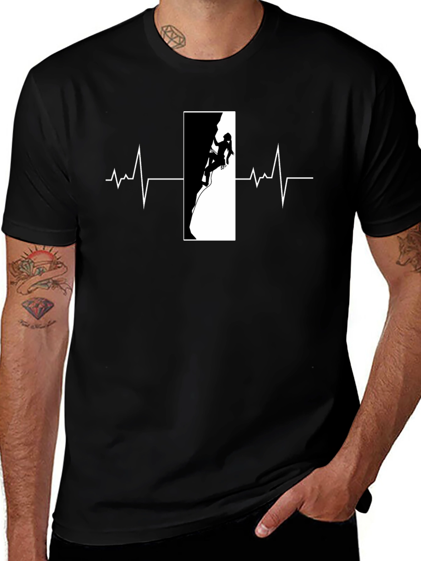 Variant 15 of Climbing Heartbeat Black T-Shirt