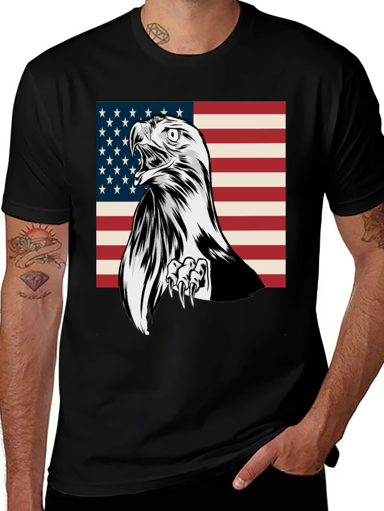 Variant 22 of Patriotic Eagle USA Flag Graphic Tee - Black