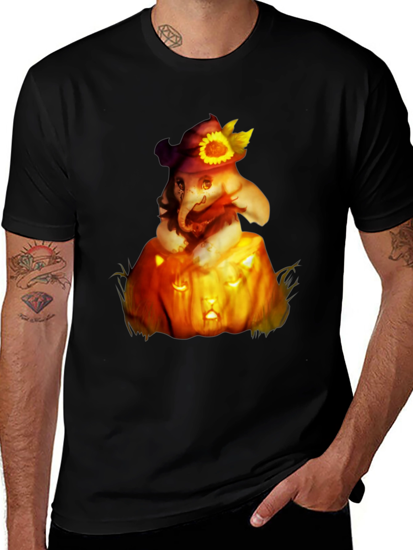 Halloween Elephant Pumpkin Stack T-Shirt