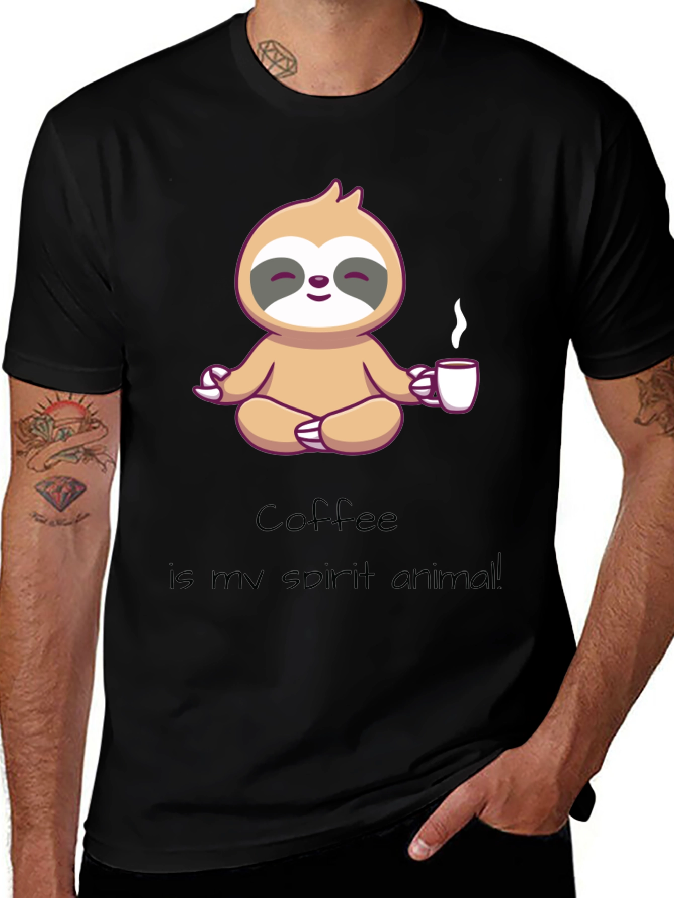 Variant 27 of Coffee Sloth Spirit Animal Graphic T-Shirt