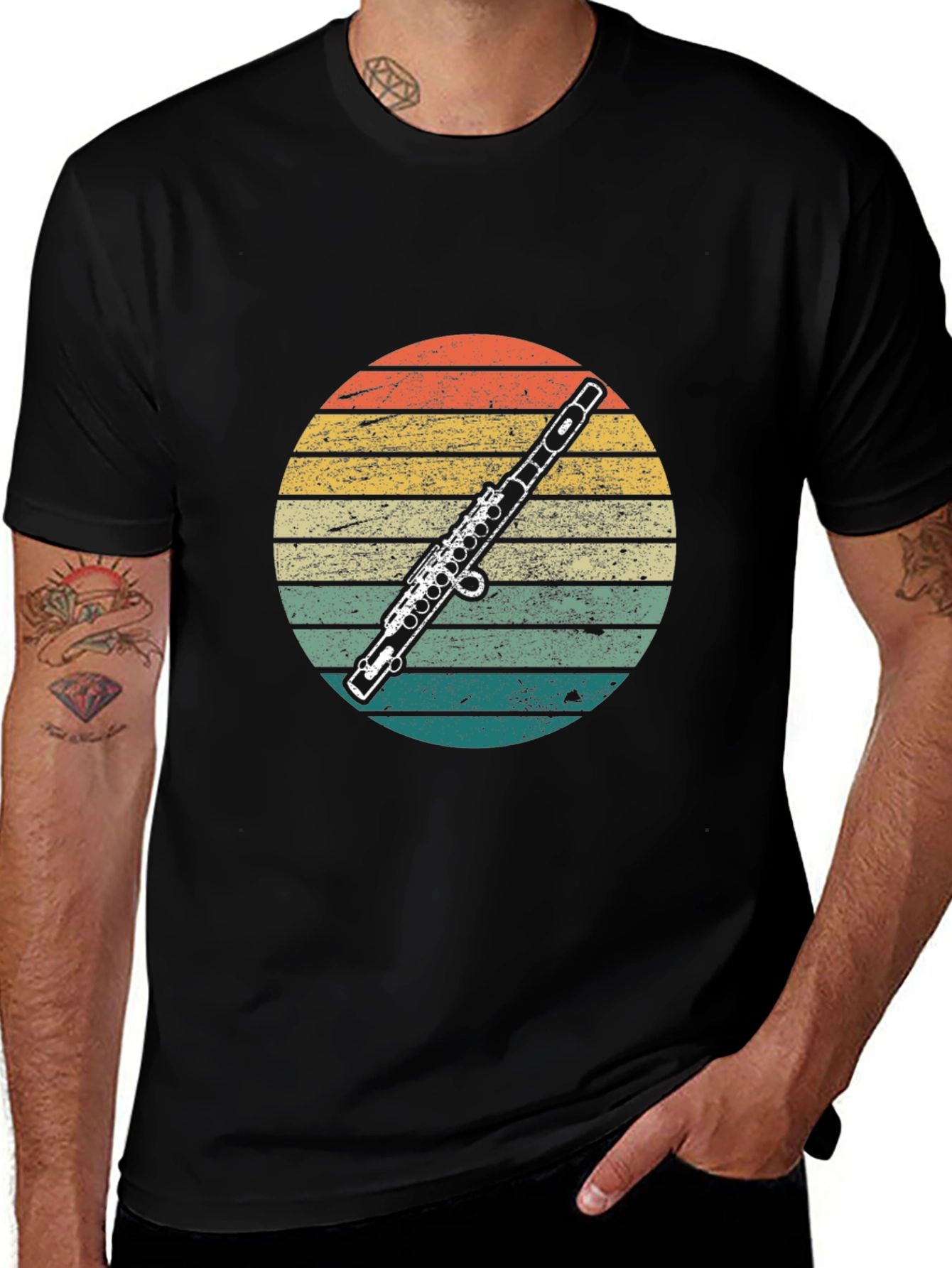 Variant 8 of Retro Flute Sunset T-Shirt - Music Lover Tee