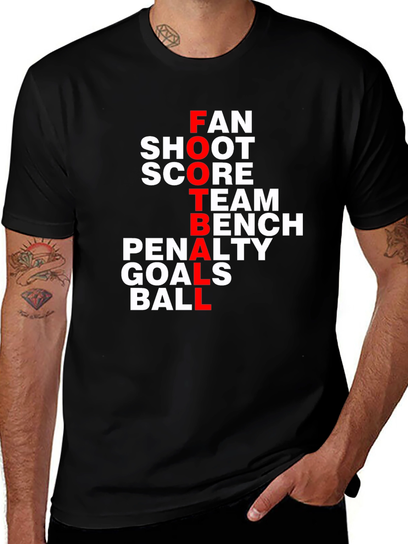 Variant 30 of Football Words T-Shirt - Fan, Shoot, Score Design