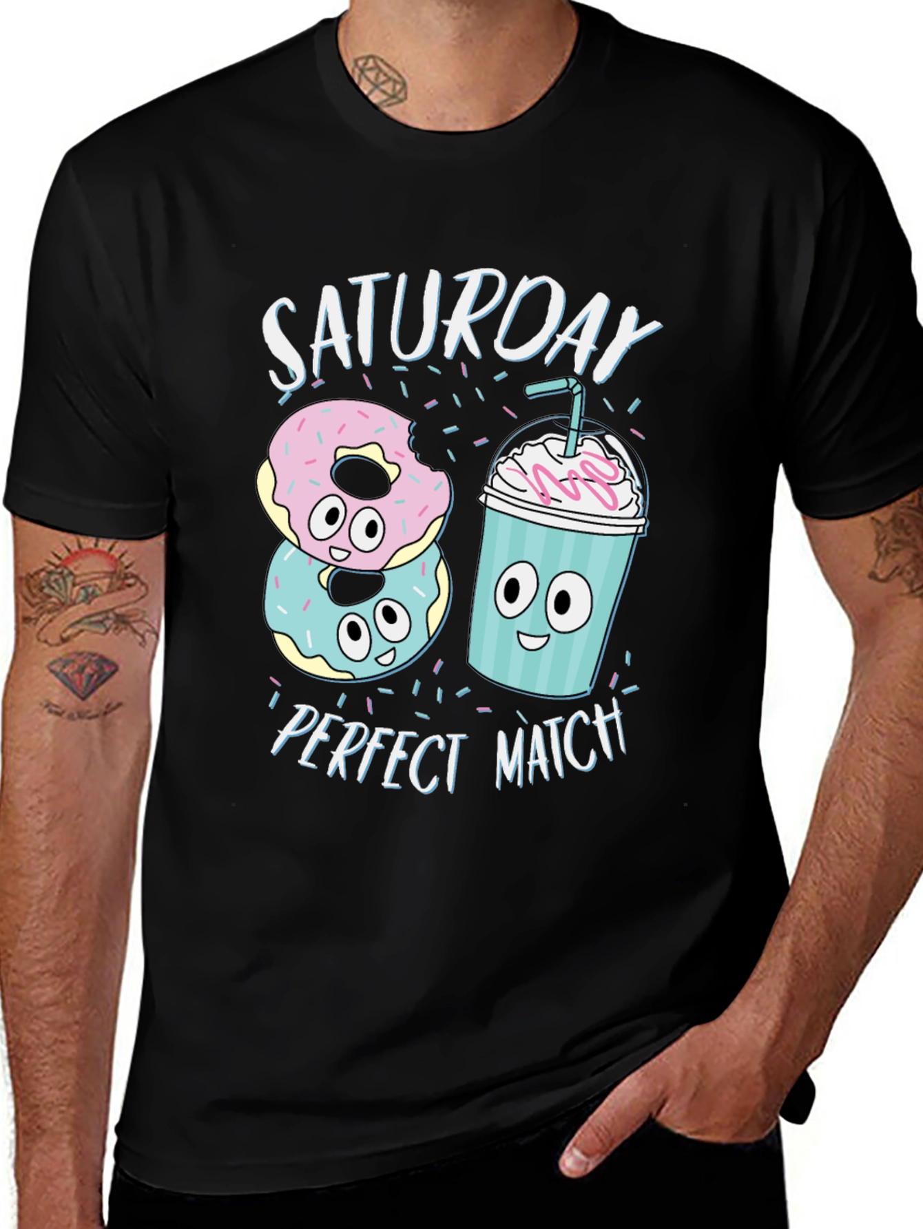 Variant 8 of Saturday Perfect Match Donut and Shake T-Shirt