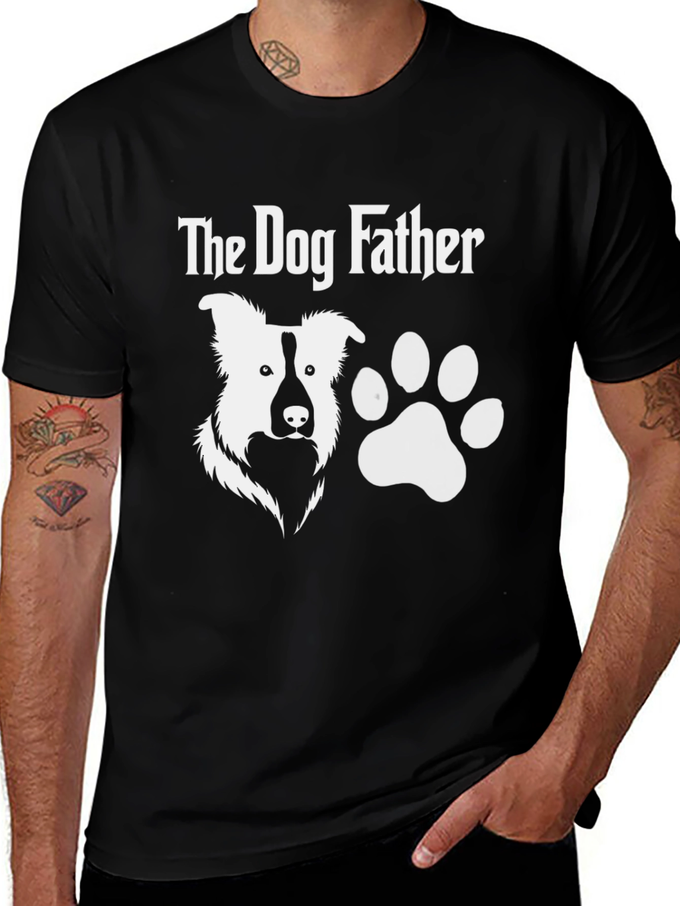 Black The Dog Father T-Shirt - Black, Dog Paw main image