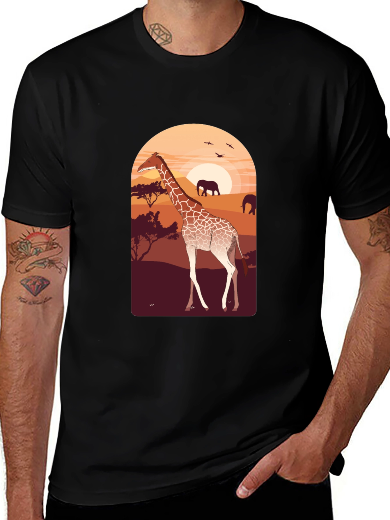 Variant 12 of Savanna Sunset Giraffe Graphic Tee
