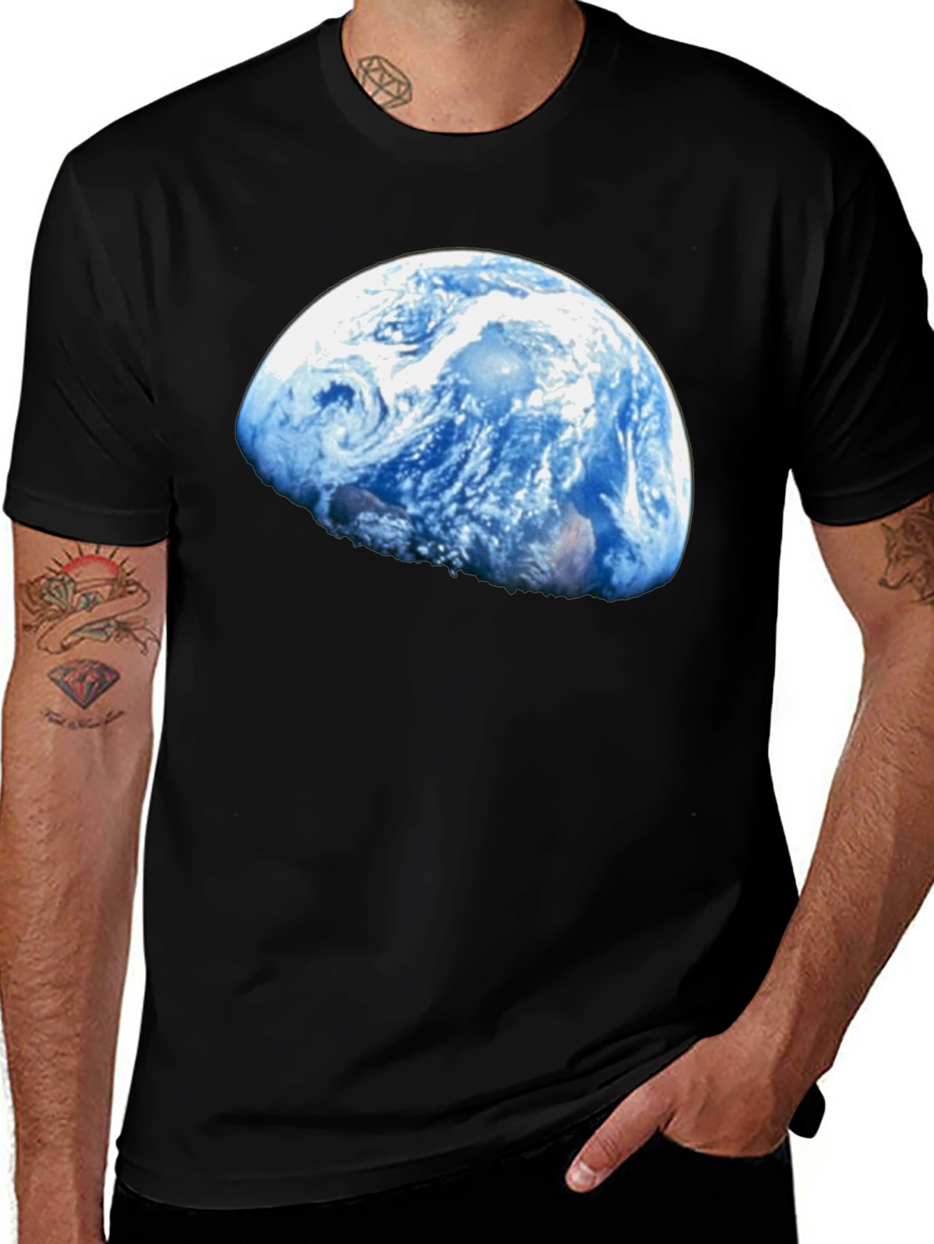 Earth Graphic T-Shirt - Black Cotton Tee