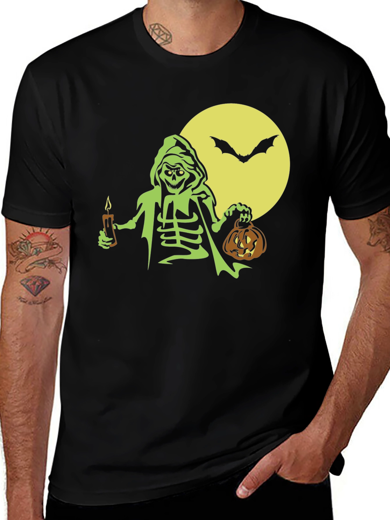 Halloween Skeleton Graphic Tee - Spooky Fun