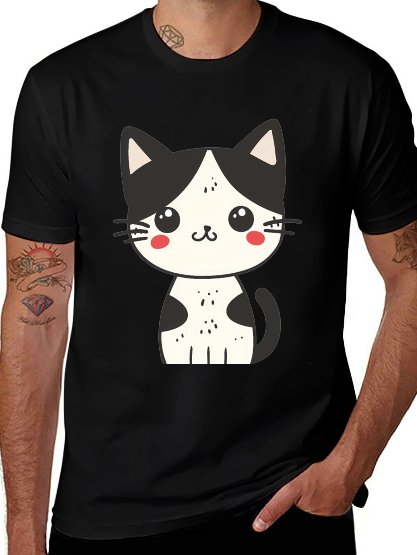 Variant 3 of Cute Cat Graphic Tee - Unisex Black T-Shirt