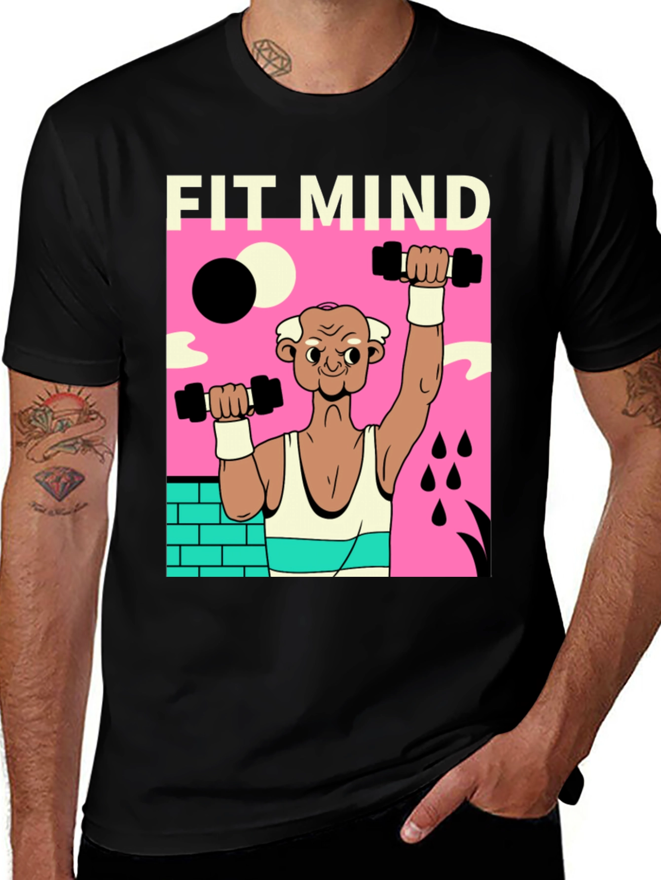 Variant 27 of Fit Mind Black T-Shirt - Workout Graphic Tee