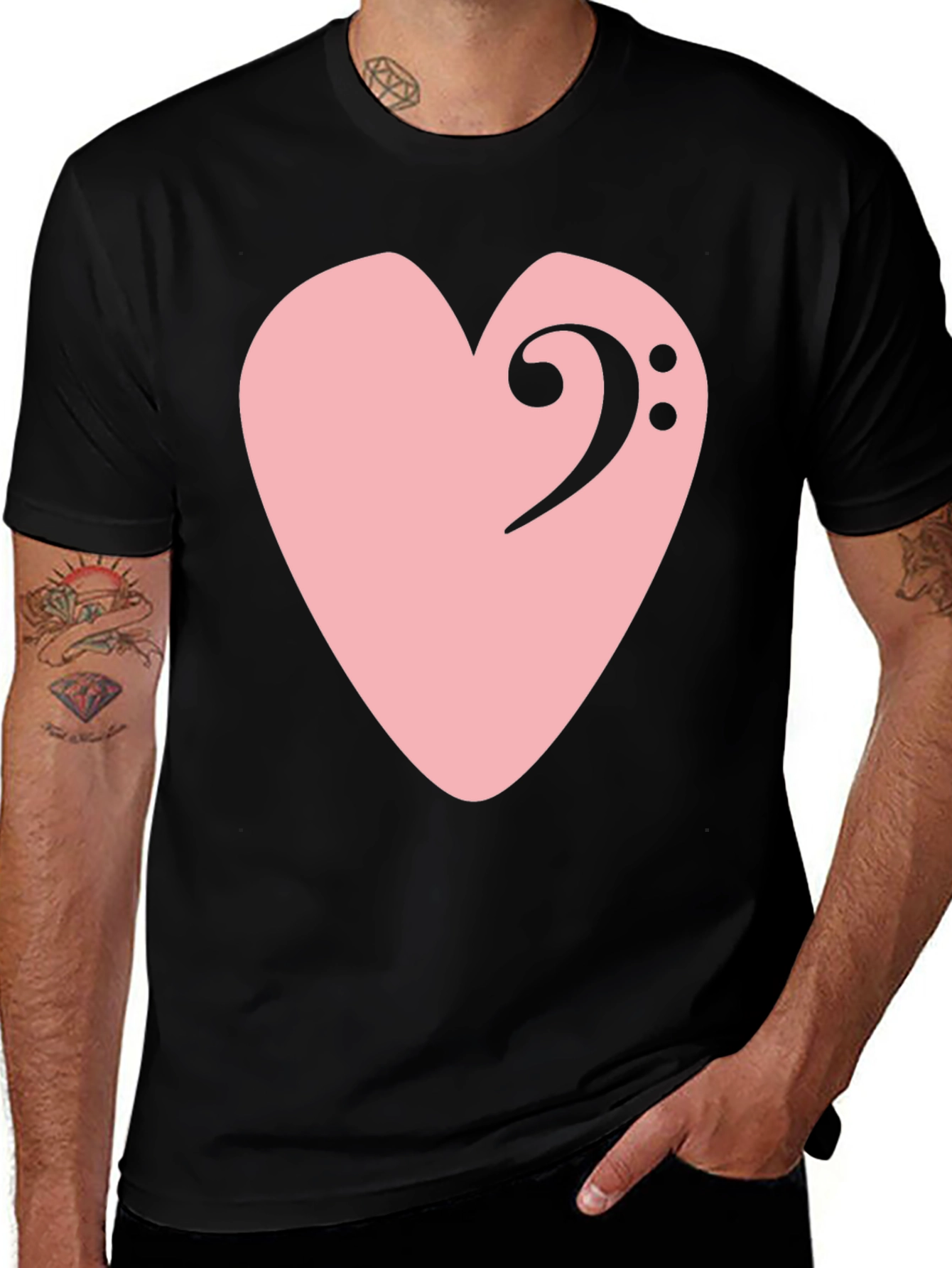 Variant 28 of Bass Clef Heart Graphic T-Shirt