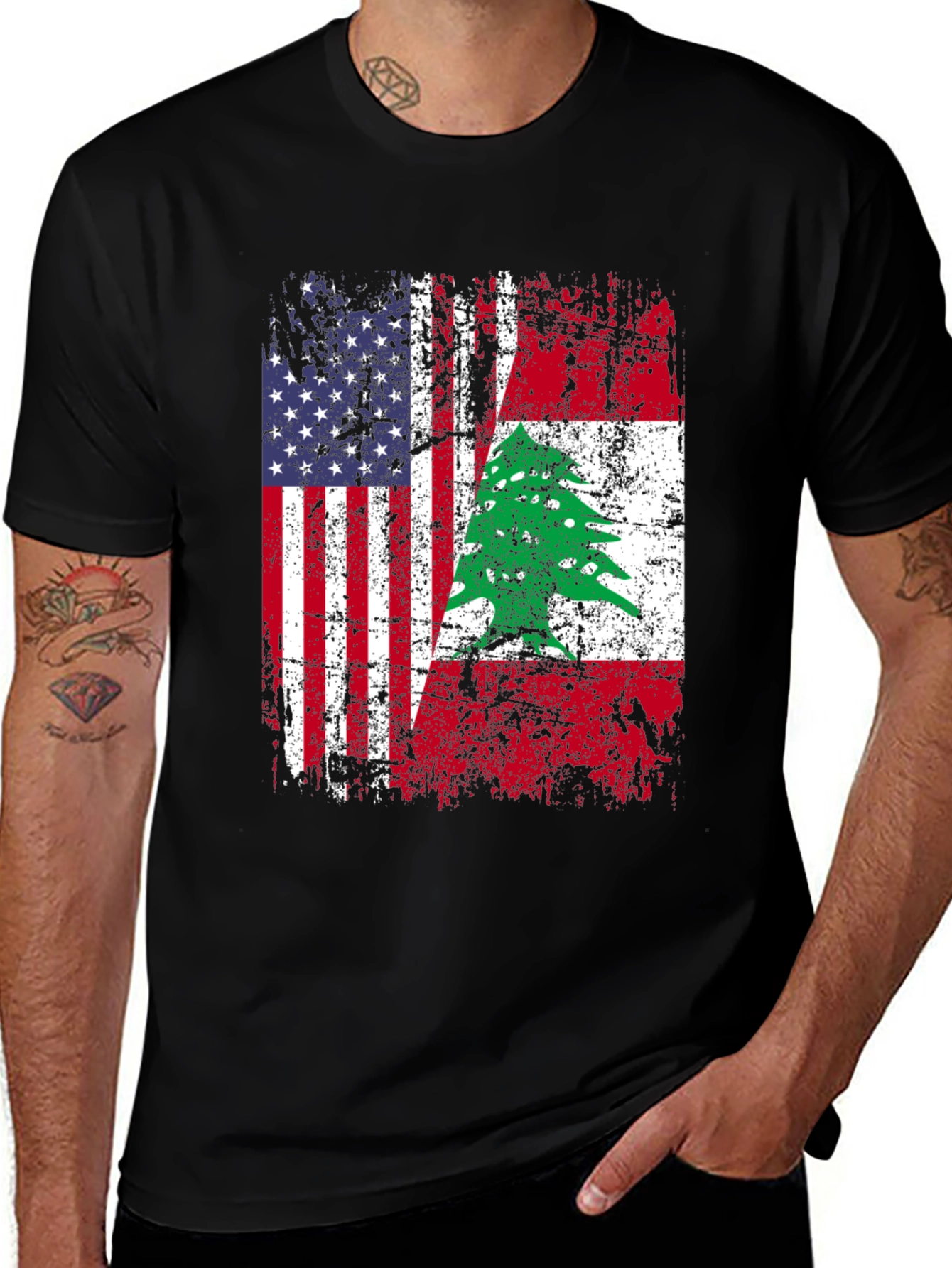 Variant 14 of USA Lebanon Flag T-Shirt