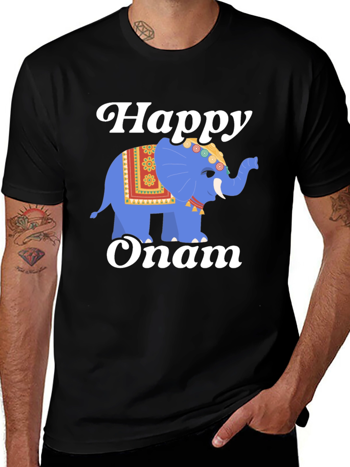 Happy Onam Elephant Graphic Tee