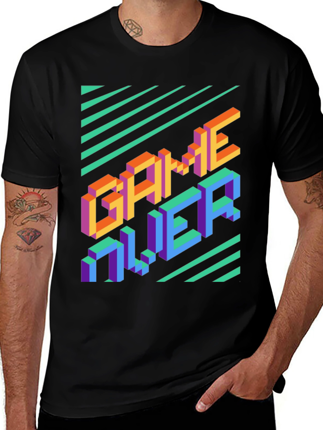 Variant 21 of Retro Game Over Graphic Tee - Black
