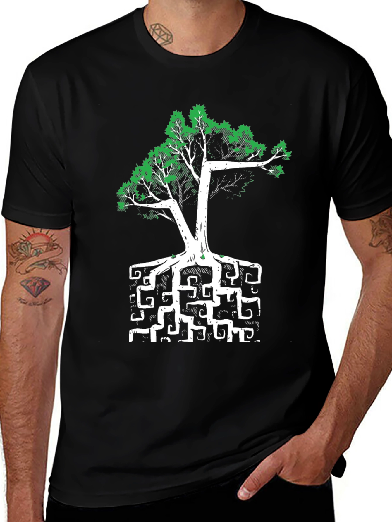 Variant 15 of Artsy Tree Graphic Tee - Unique Root Design