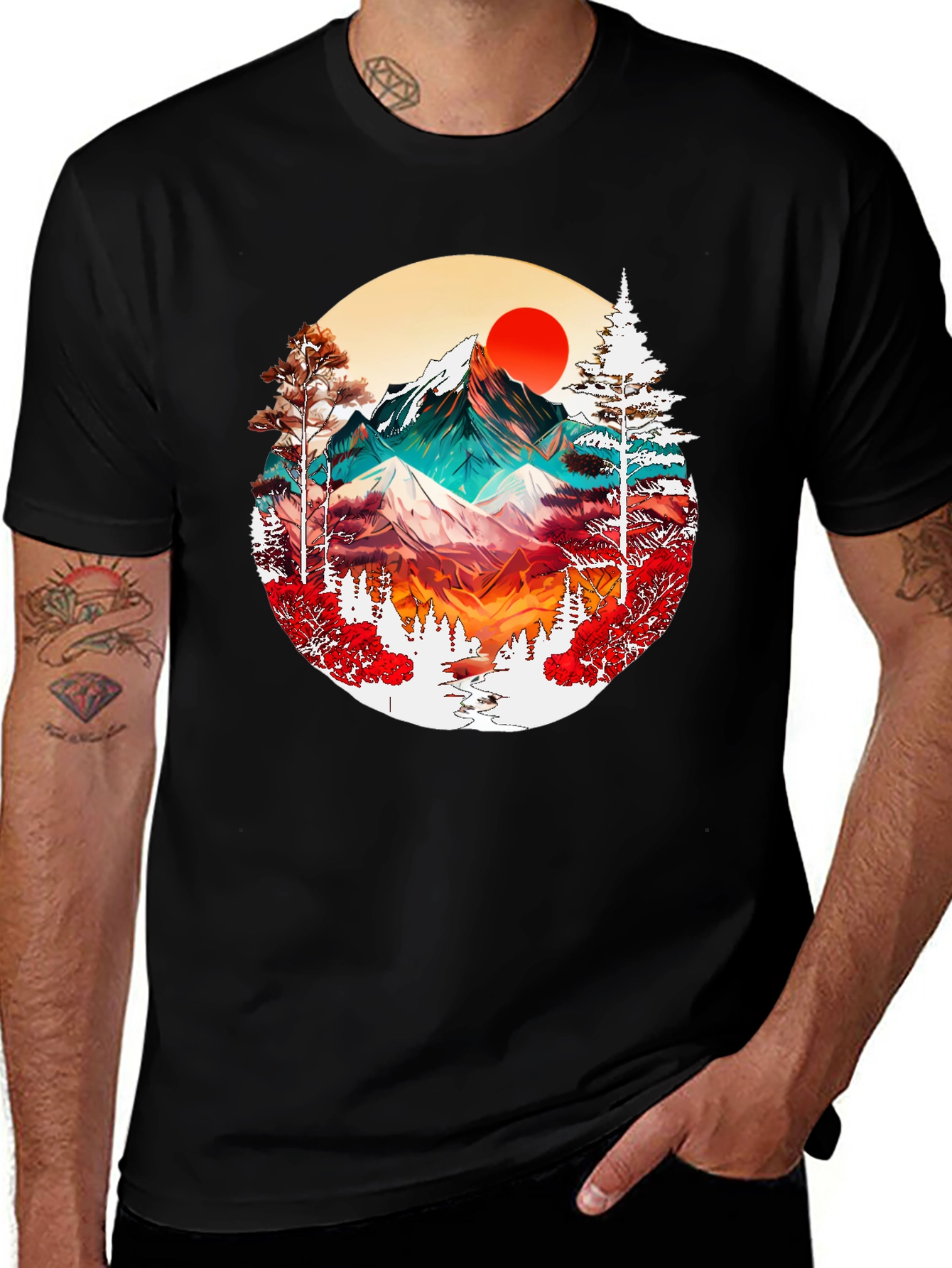 Variant 21 of Mountain & Sun Graphic Tee - Nature Inspired Design