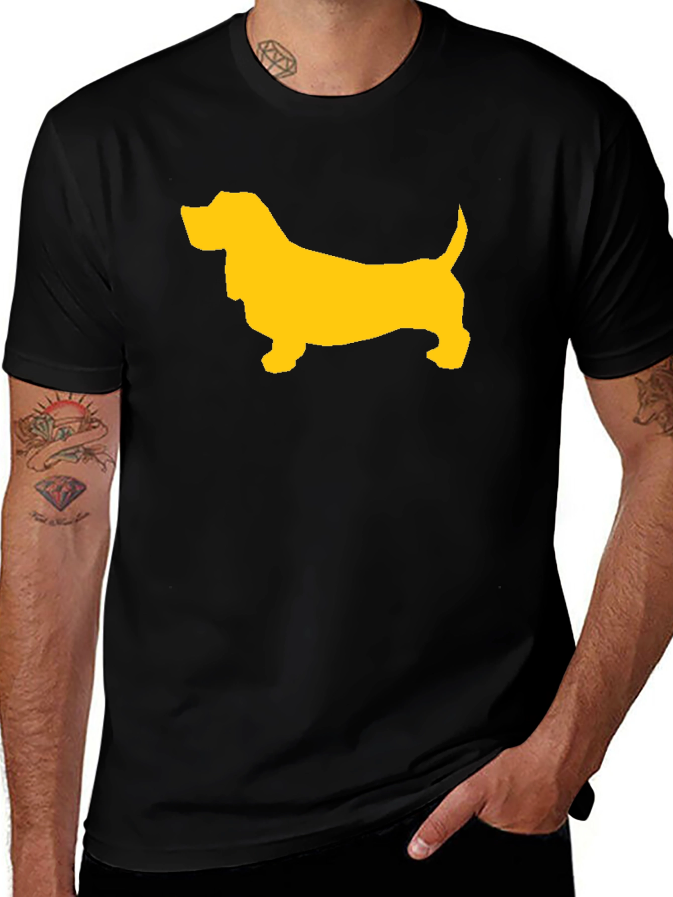 Variant 9 of Black T-Shirt with Yellow Dog Graphic
