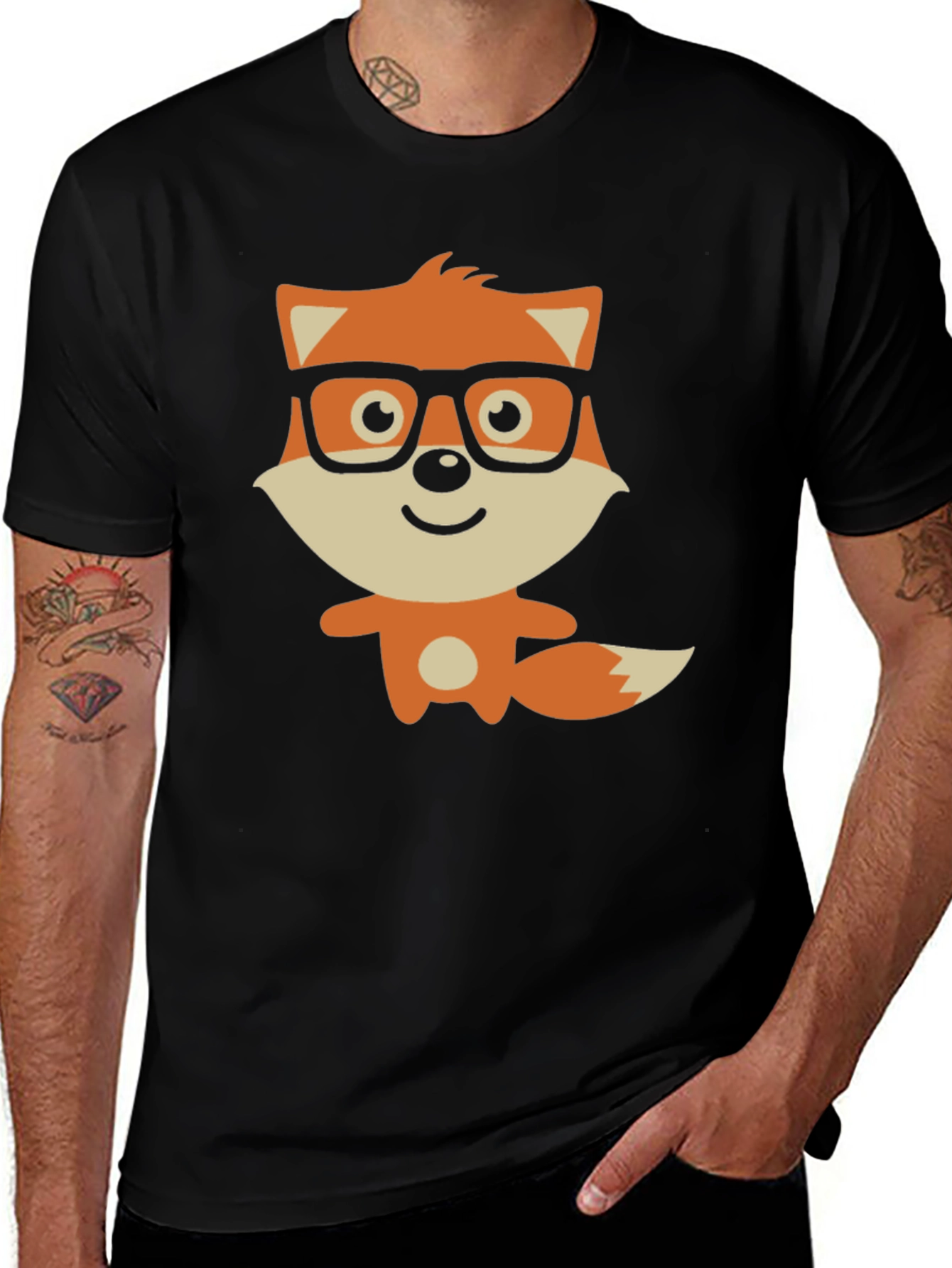 Variant 18 of Fox Graphic Black T-Shirt - Fun & Stylish Casual Wear