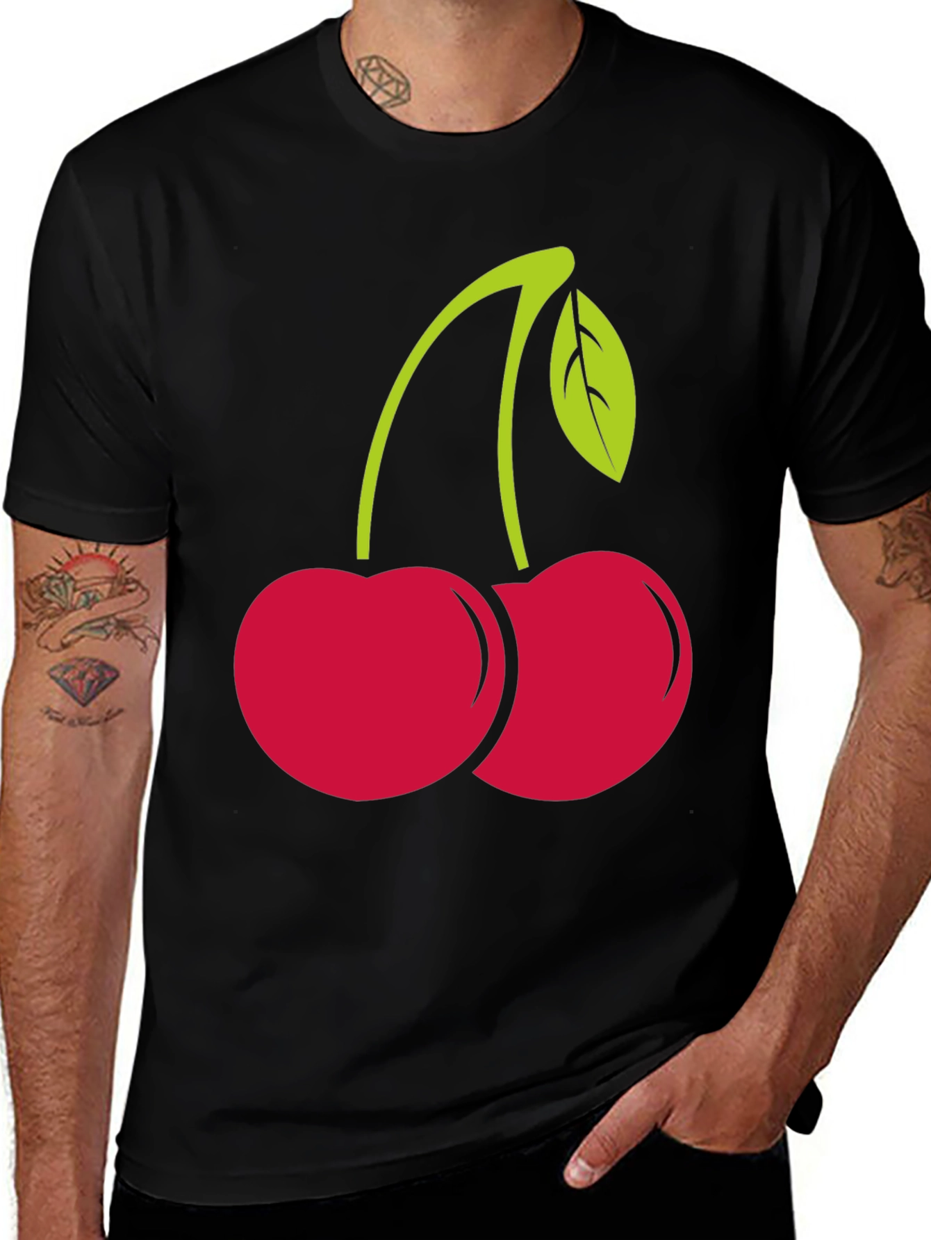 Variant 12 of Cherry Graphic Black Tee Shirt