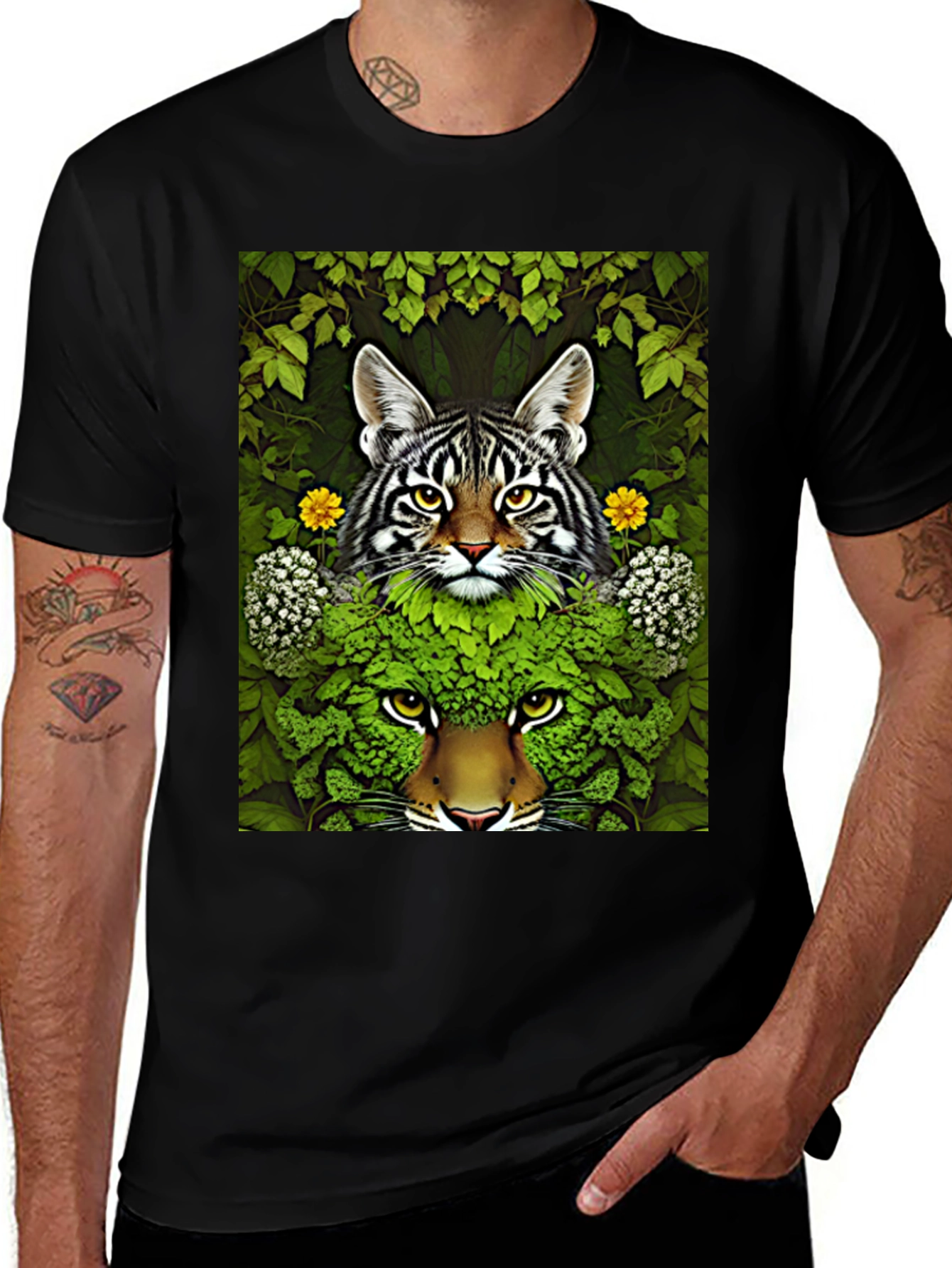 Variant 16 of Nature Cat T-Shirt: Striking Feline Design