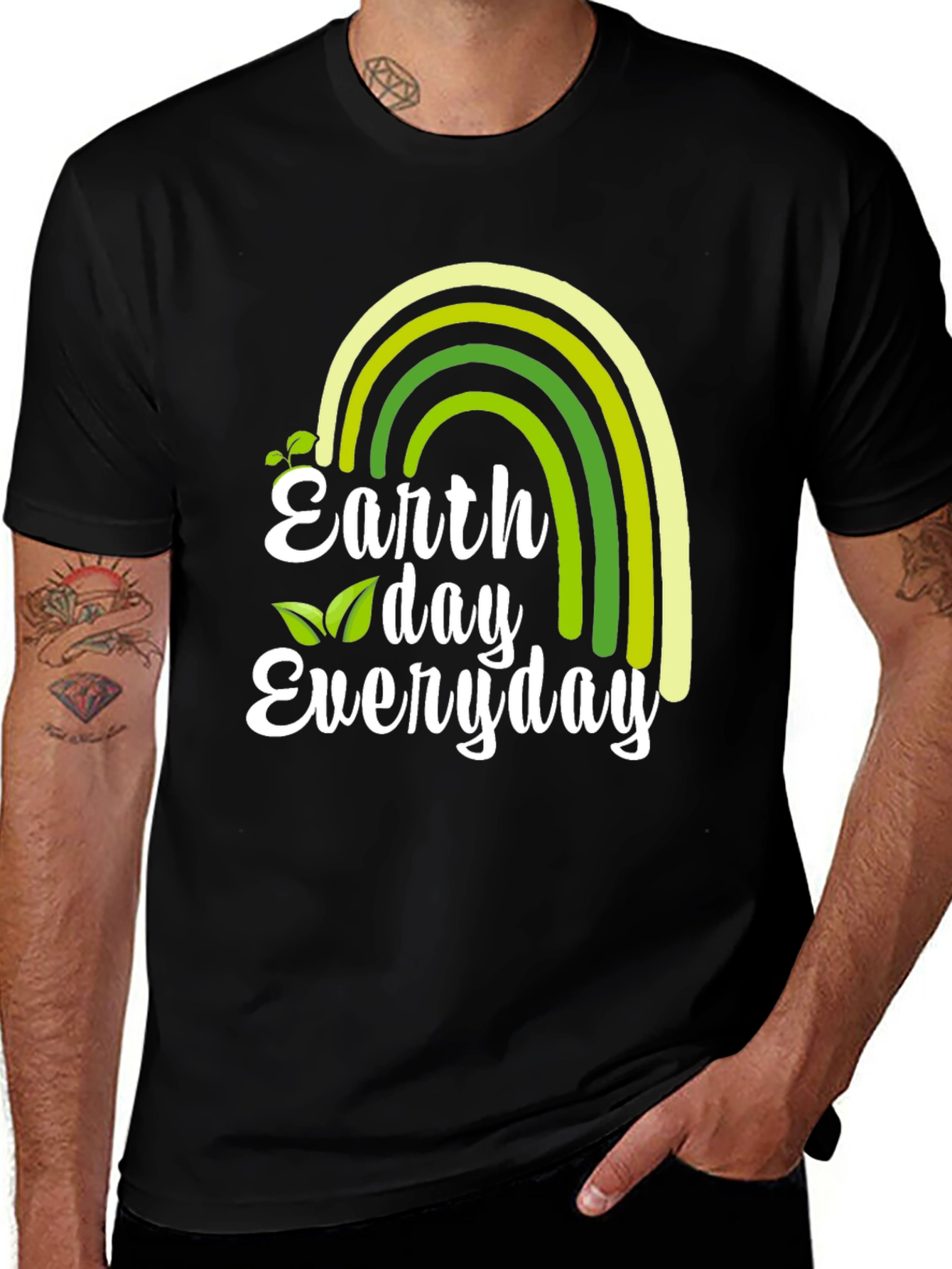 Earth Day Everyday T-Shirt - Green Rainbow Graphic Tee