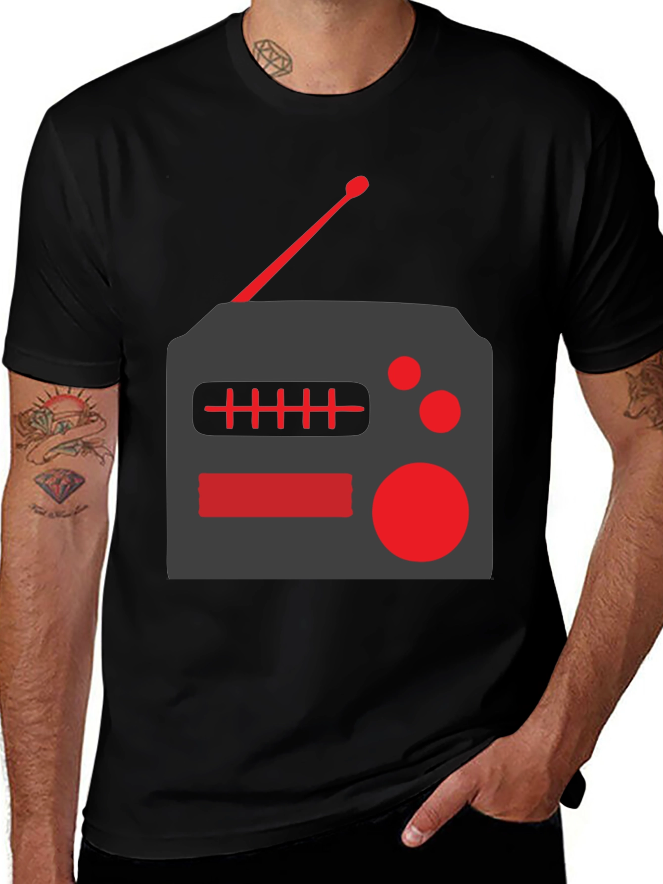 Variant 21 of Retro Radio Graphic Tee - Black