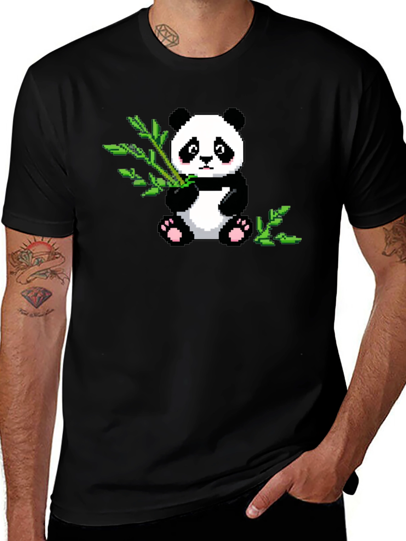 Variant 15 of Pixel Panda T-Shirt - Cute Black Tee