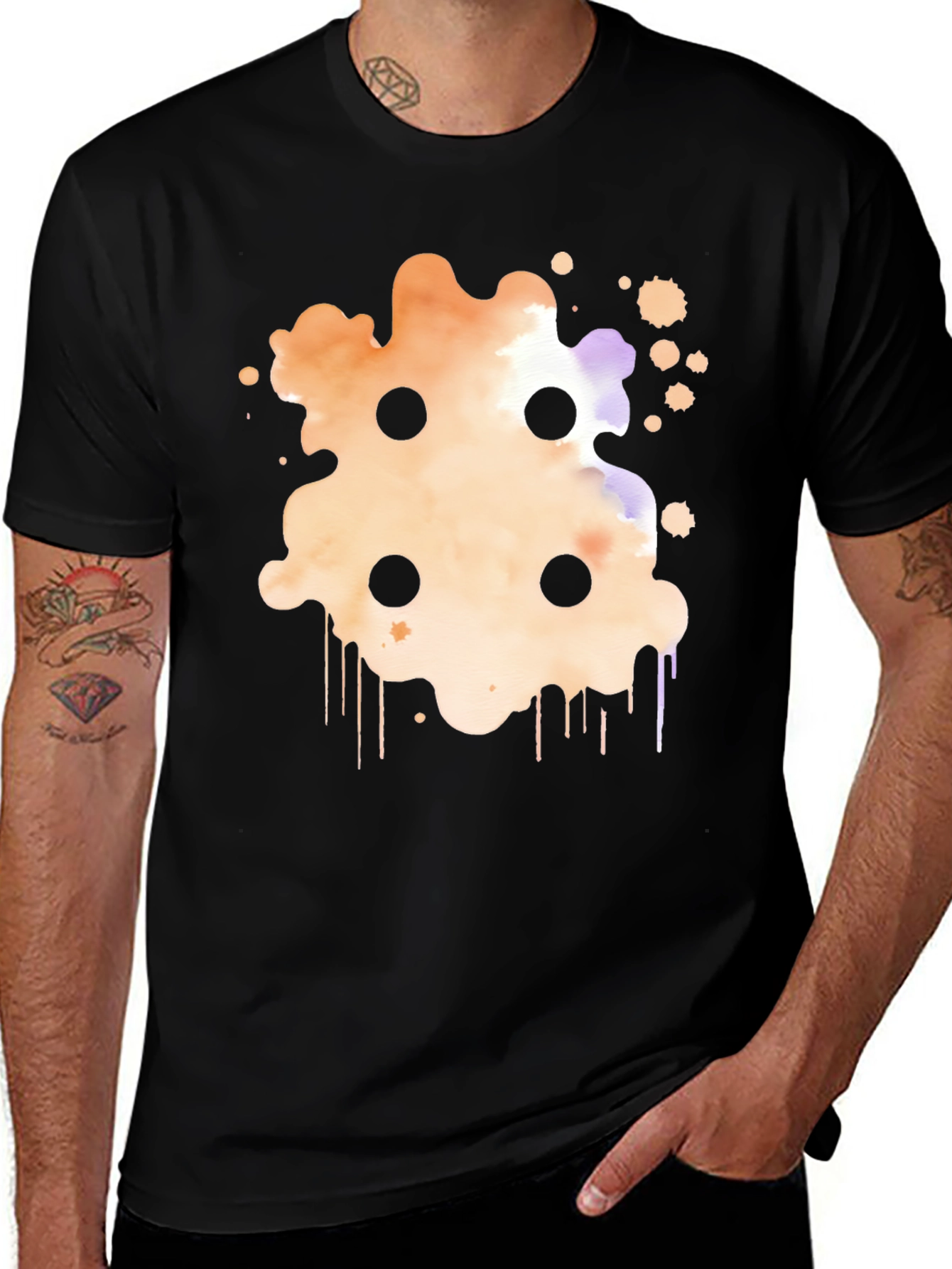 Abstract Watercolor Graphic Black Tee